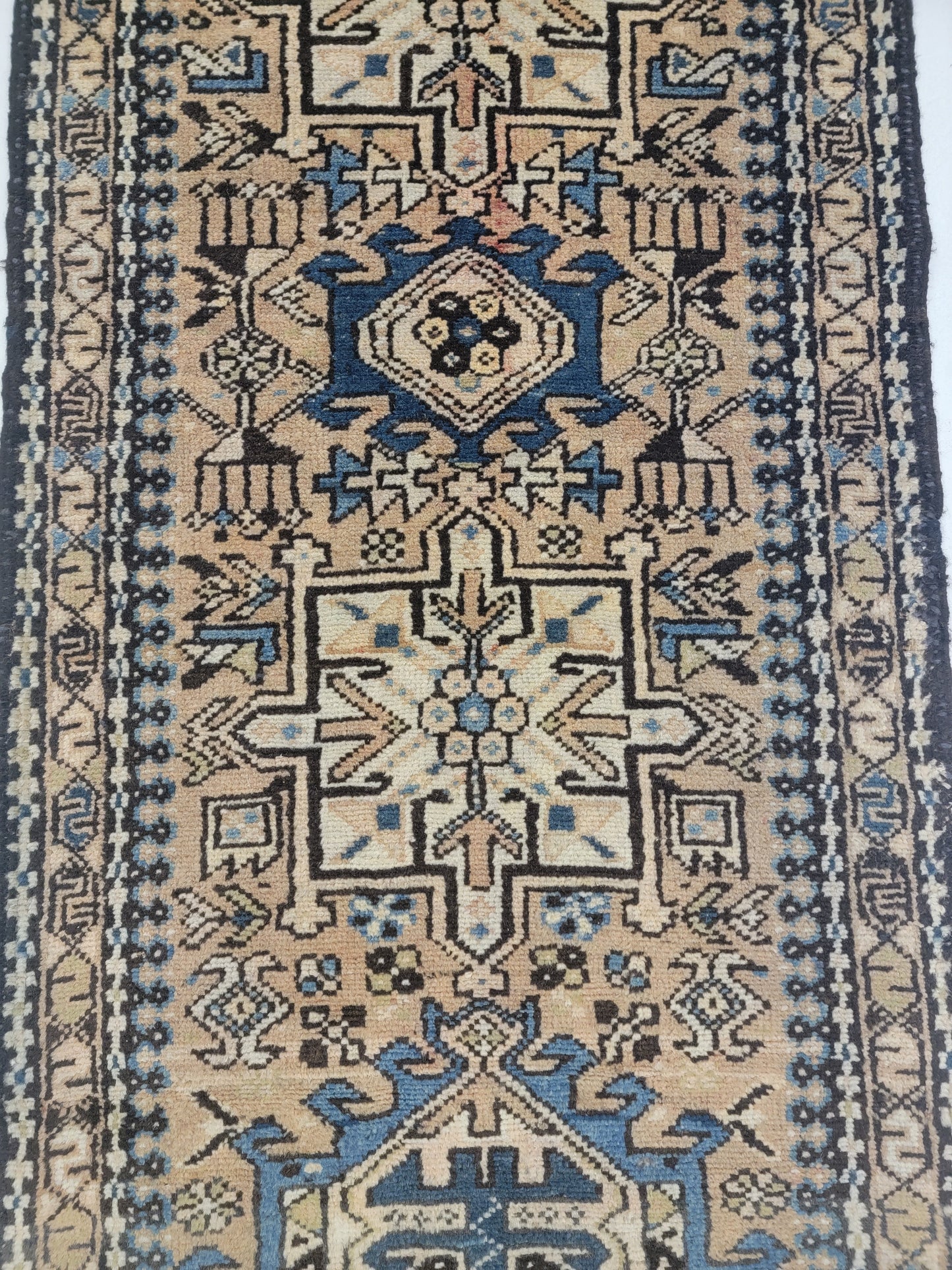 Hand-Knotted Wool Runner Heriz Karajeh 2'5" x 9'