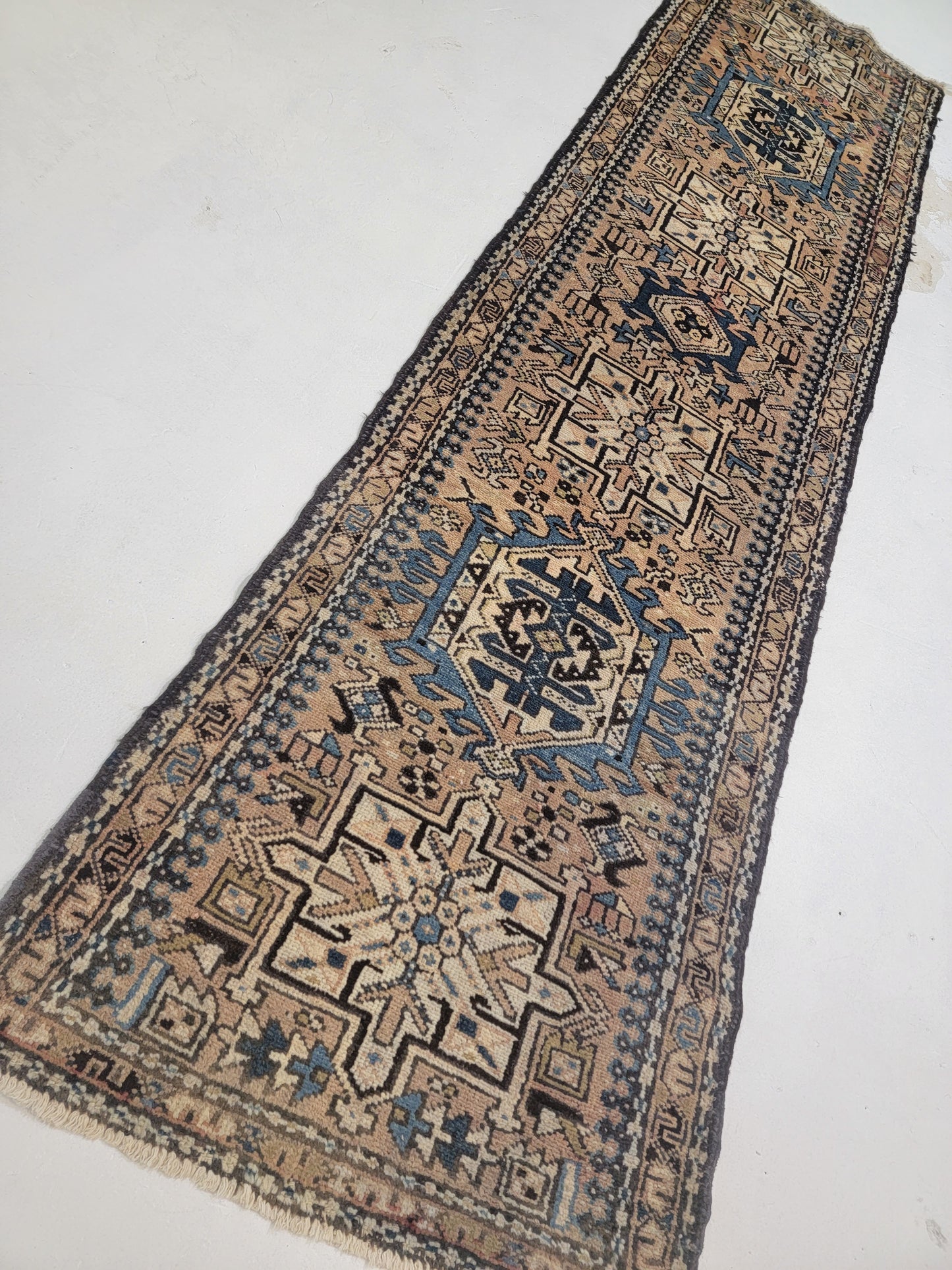 Hand-Knotted Wool Runner Heriz Karajeh 2'5" x 9'