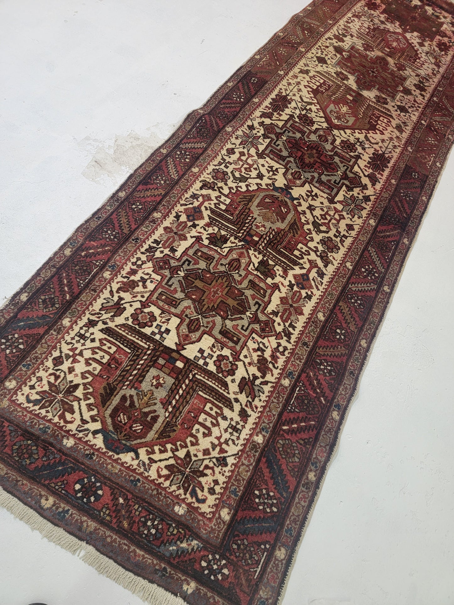 Hand-Knotted Wool Gallery Size Heriz 3'3" x 10'10"