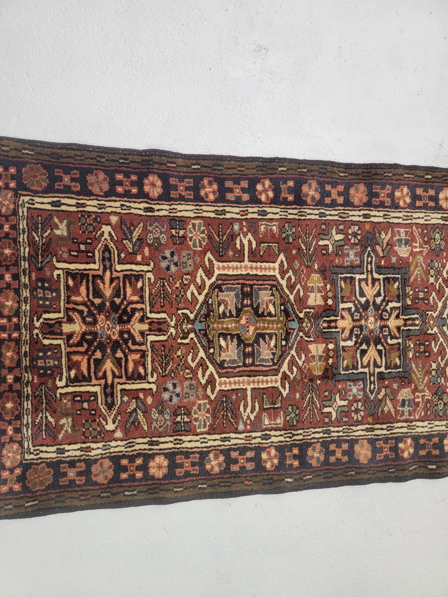 Hand-Knotted Wool Runner Heriz Karajeh 2'3" x 9'3"