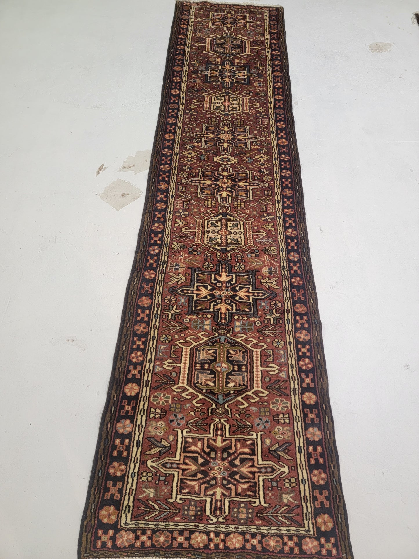Hand-Knotted Wool Runner Heriz Karajeh 2'3" x 9'3"