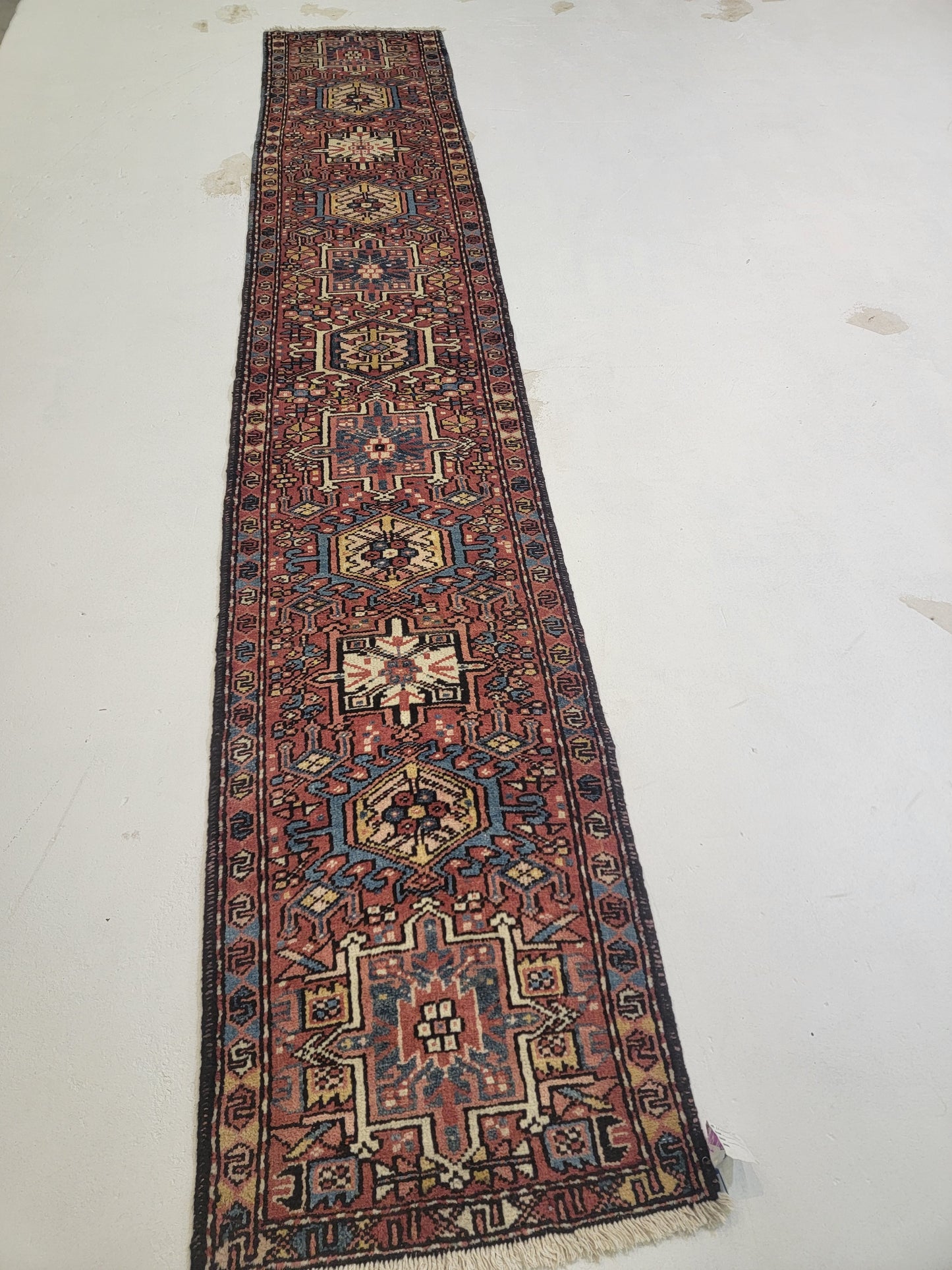 Hand-Knotted Wool Gallery Size Heriz Karajeh 2'2" x 11'10"