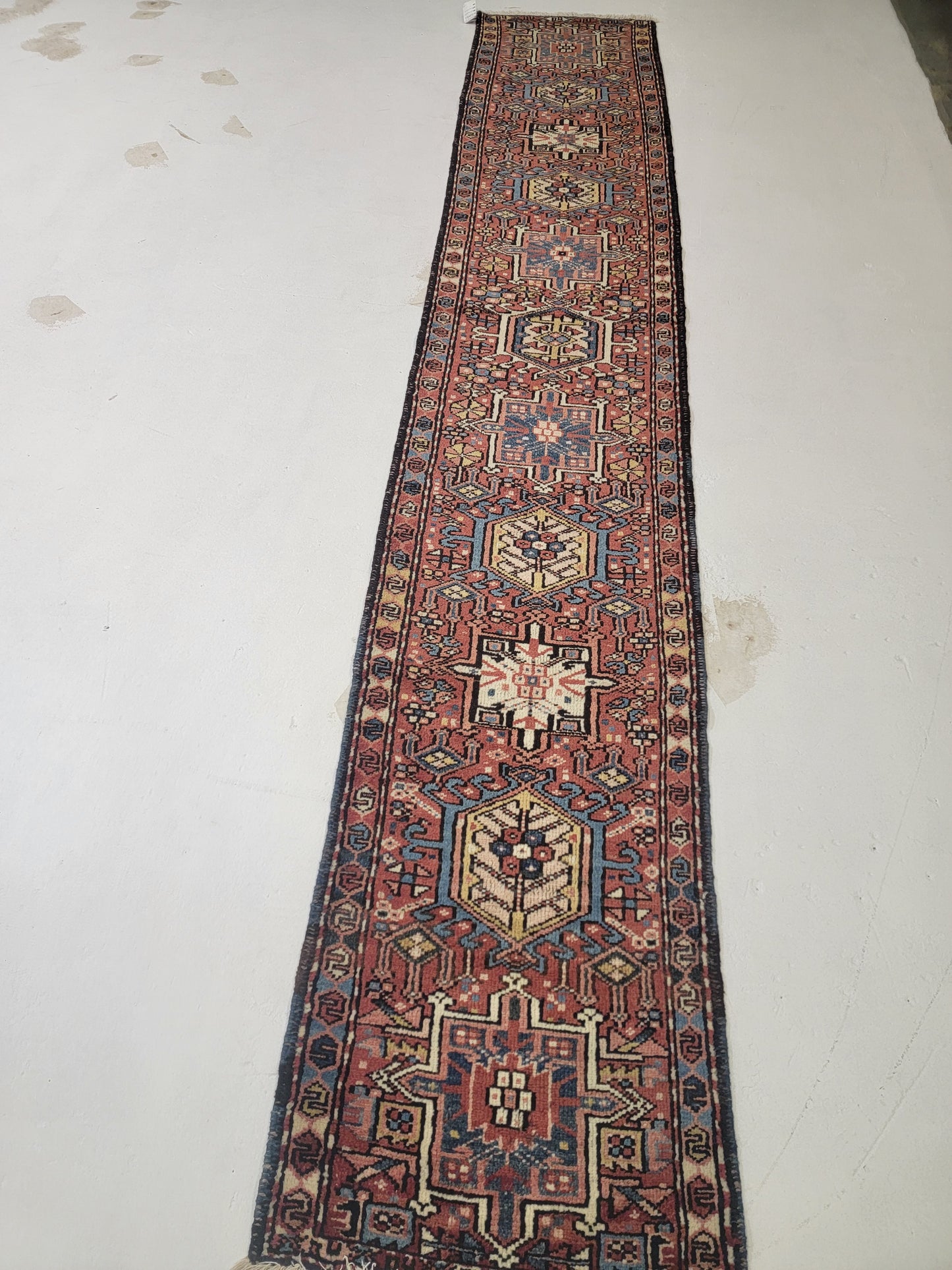 Hand-Knotted Wool Gallery Size Heriz Karajeh 2'2" x 11'10"