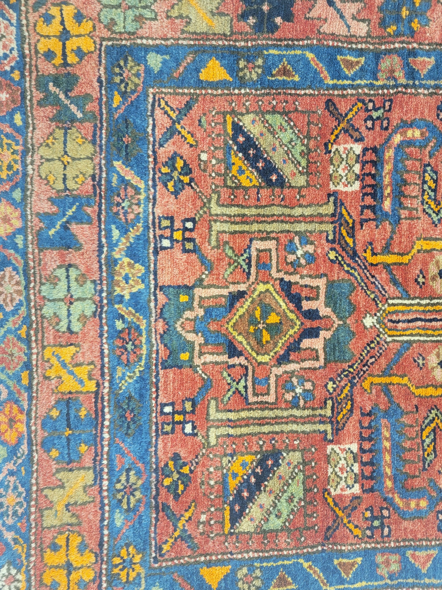 Hand-Knotted Wool Gallery Size Heriz Karajeh 3' x 10'4"