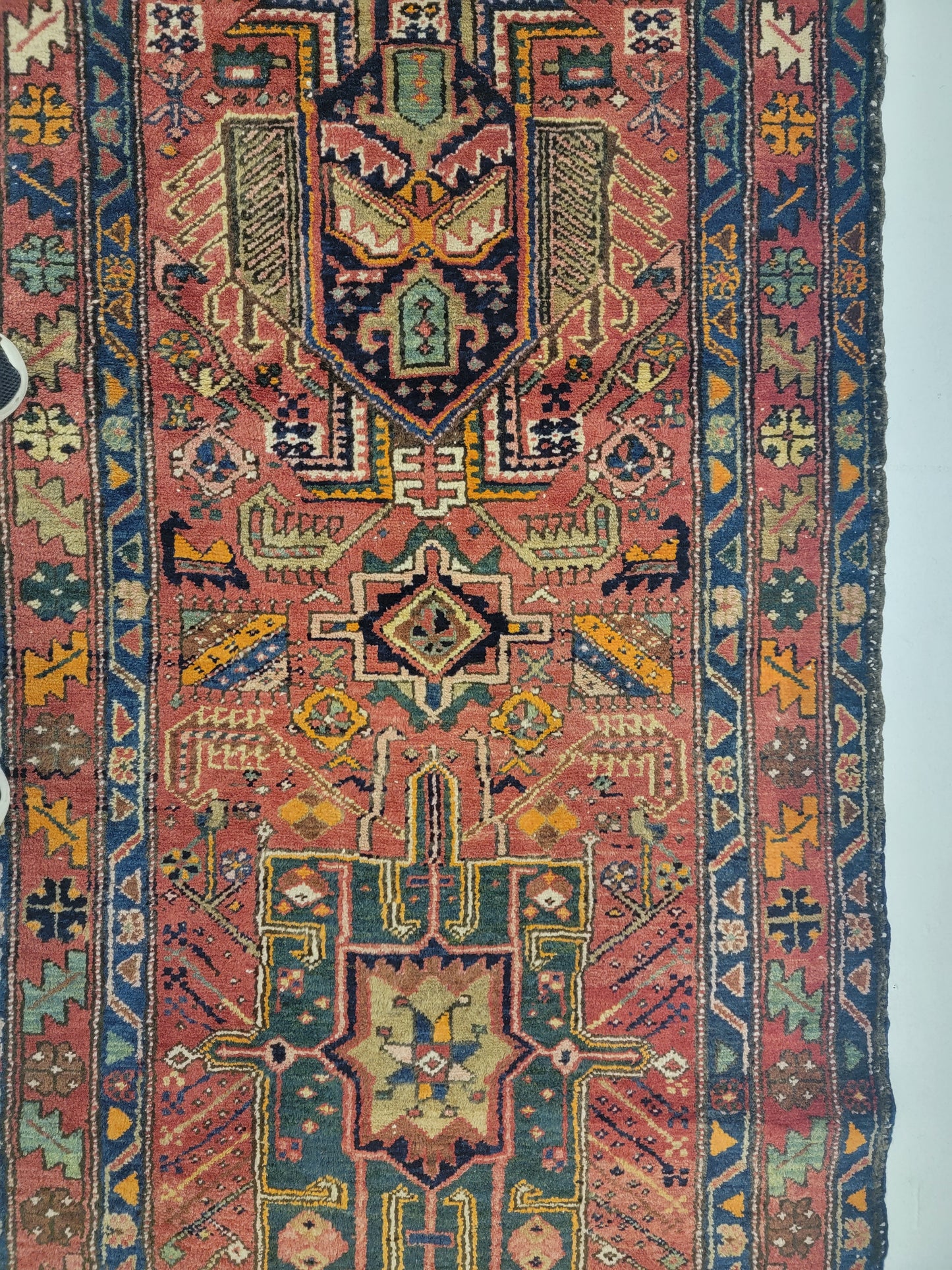 Hand-Knotted Wool Gallery Size Heriz Karajeh 3' x 10'4"