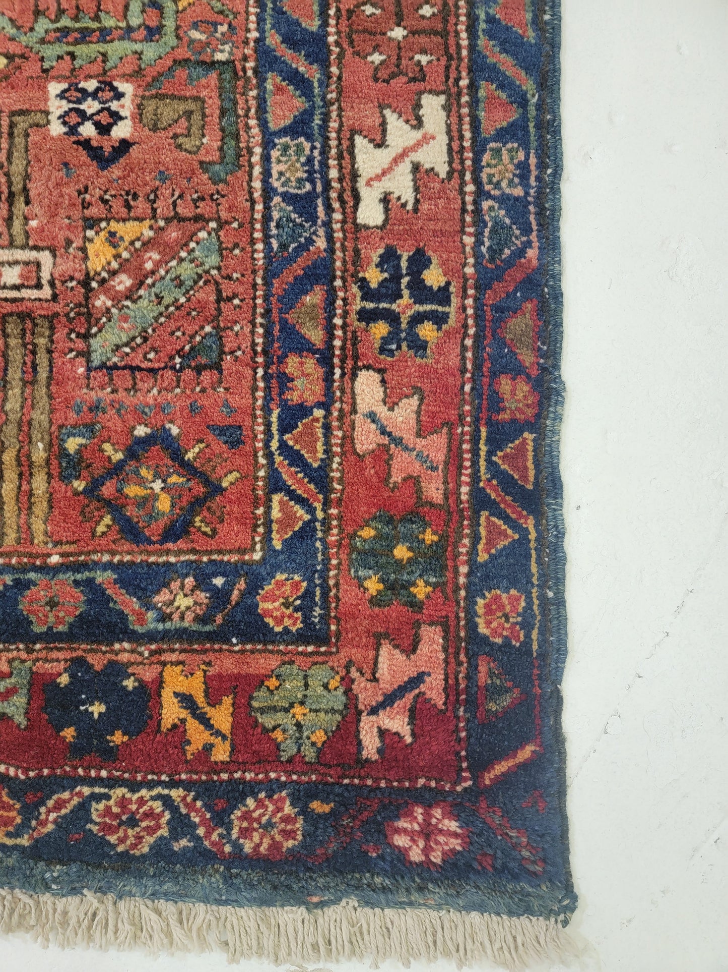 Hand-Knotted Wool Gallery Size Heriz Karajeh 3' x 10'4"