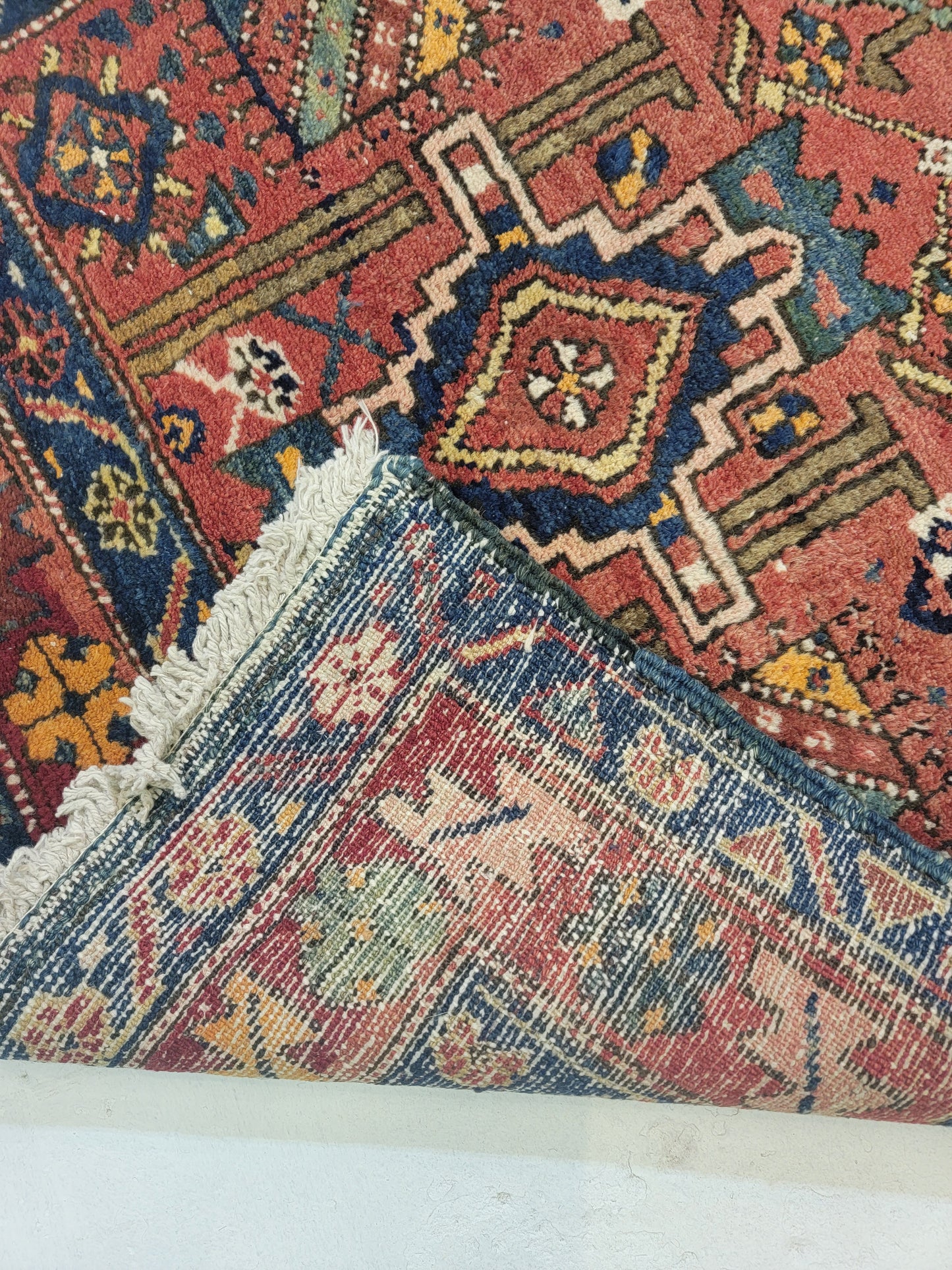 Hand-Knotted Wool Gallery Size Heriz Karajeh 3' x 10'4"