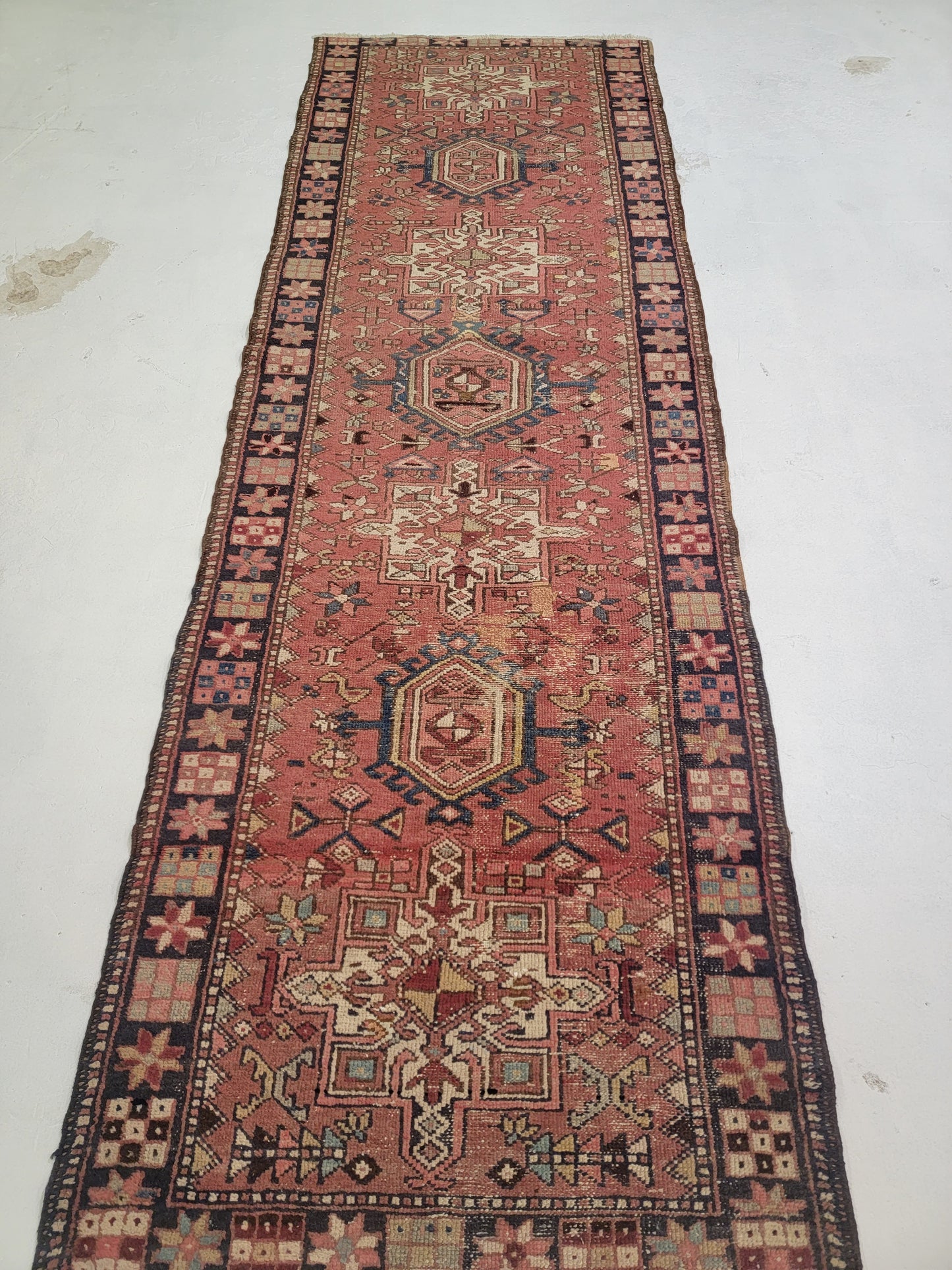 Hand-Knotted Wool Gallery Size Heriz Karajeh 3'1" x 10'