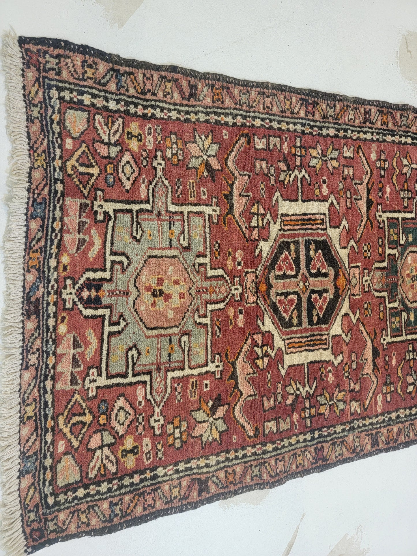 Hand-Knotted Wool Runner Heriz Karajeh 2'4" x 10'7"