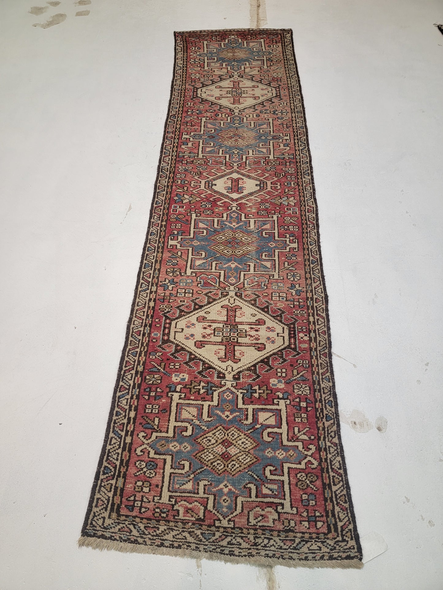 Hand-Knotted Wool Gallery Size Heriz Karajeh 2'6" x 10'7"