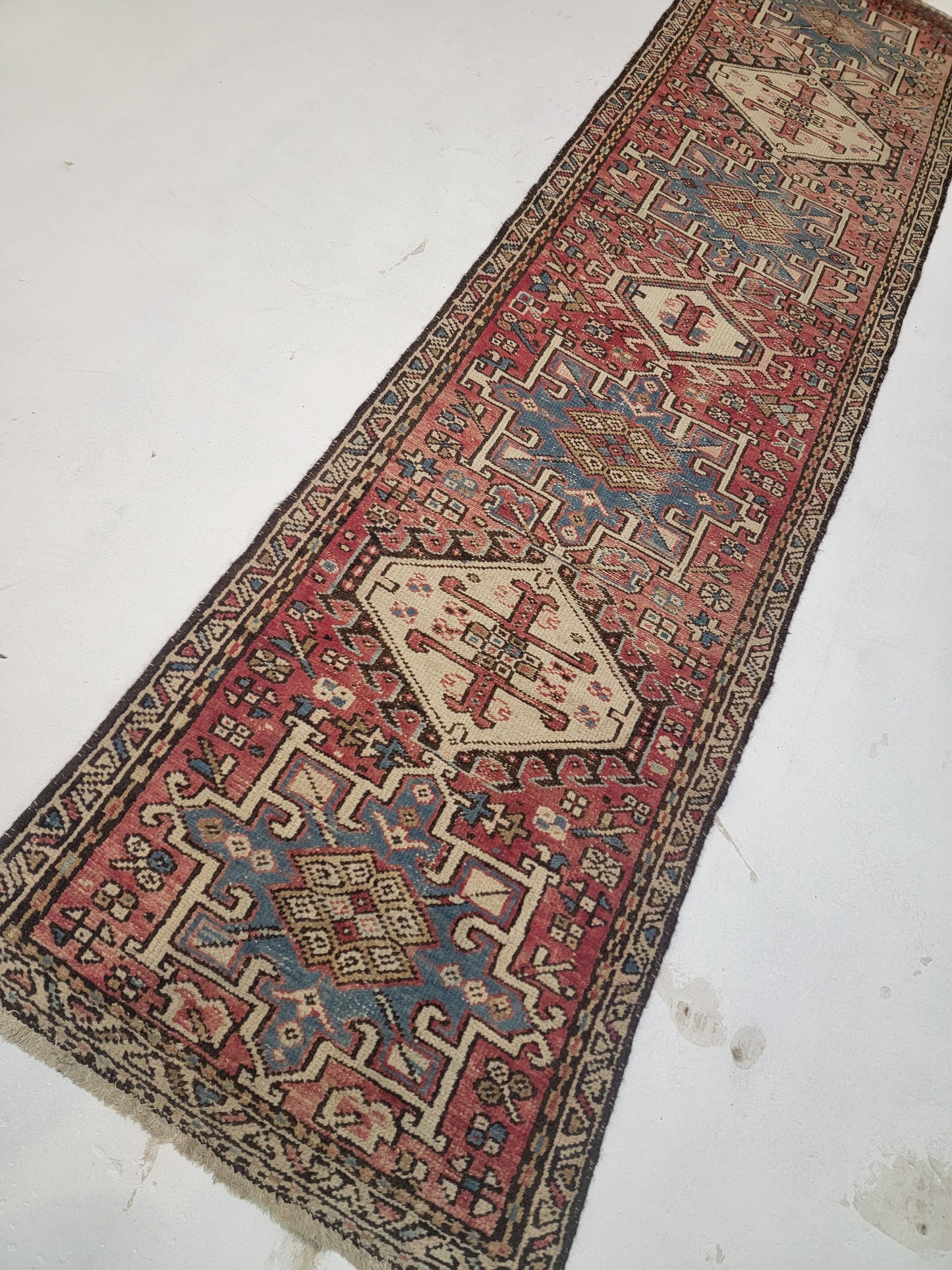 Hand-Knotted Wool Gallery Size Heriz Karajeh 2'6" x 10'7"