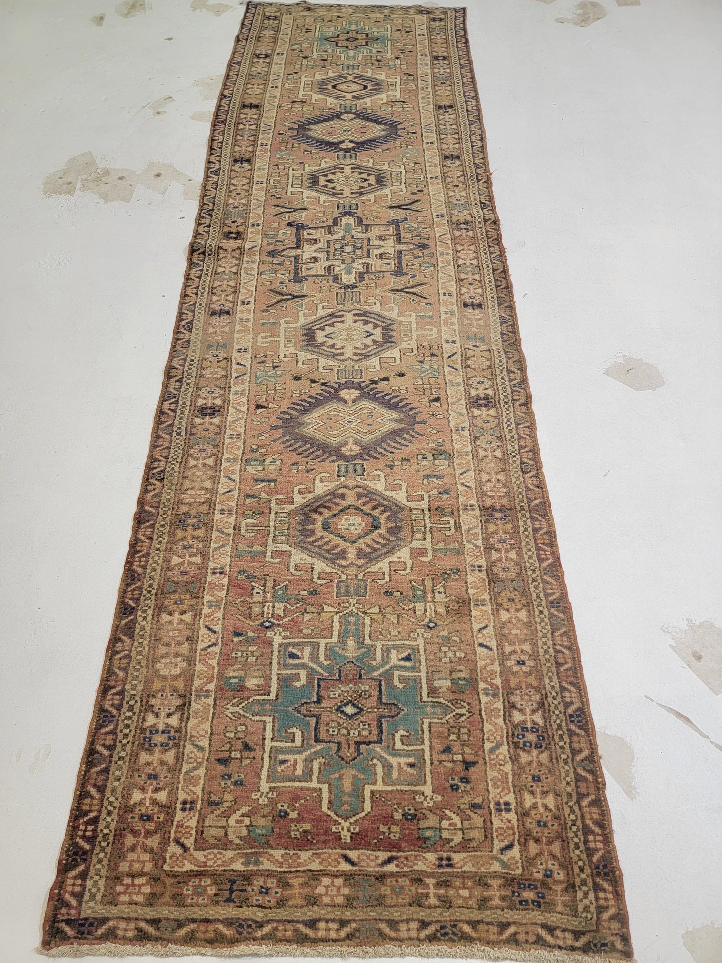 Hand-Knotted Wool Runner Heriz Karajeh 2'11" x 10'9"