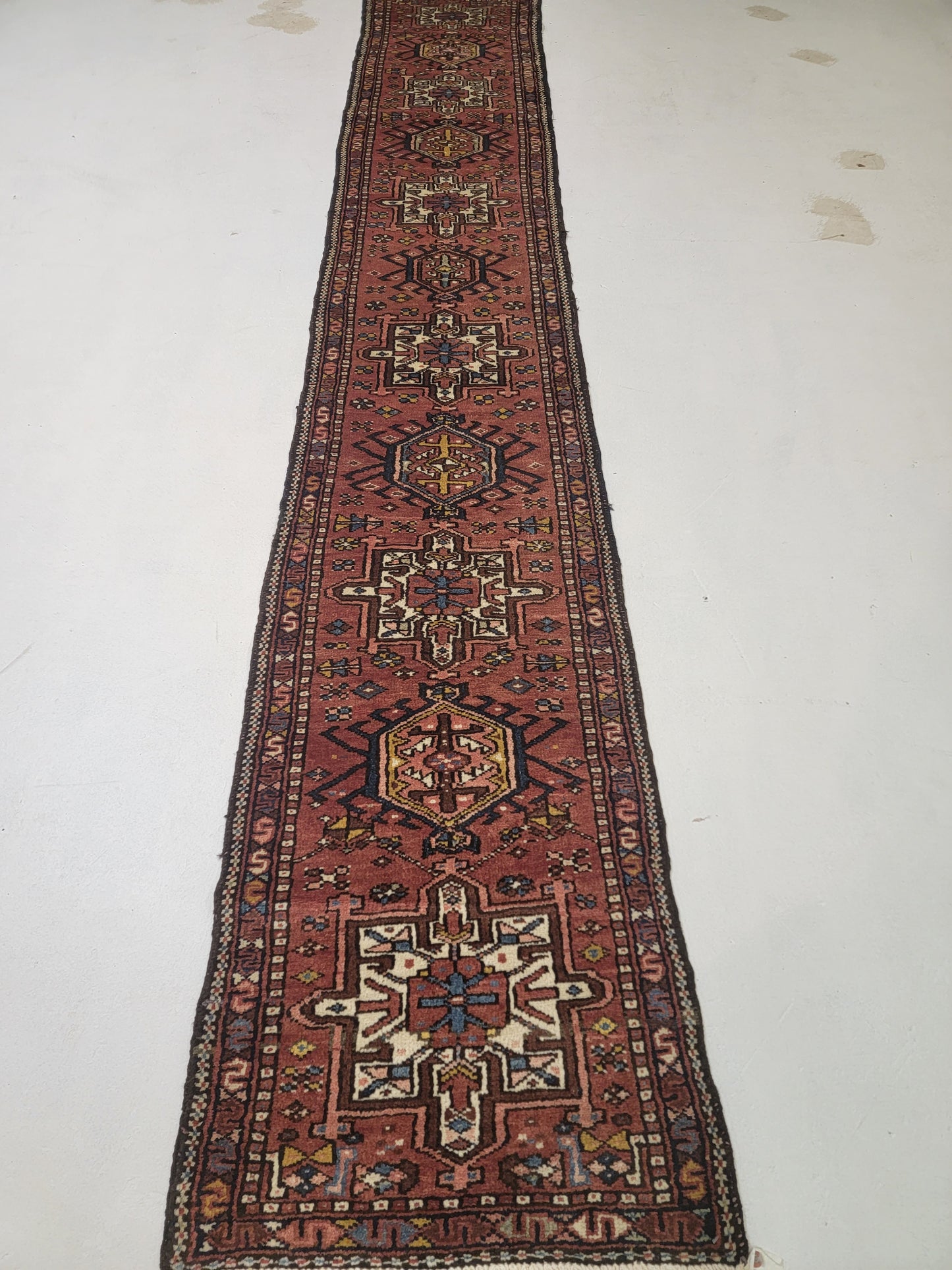 Hand-Knotted Wool Runner Heriz Karajeh 1'11" x 10'10"