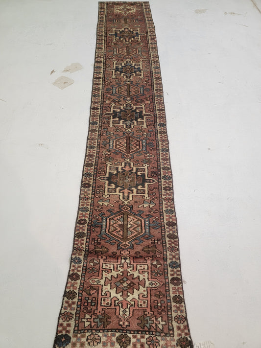 Hand-Knotted Wool Runner Heriz Karajeh 1'9" x 10'4"