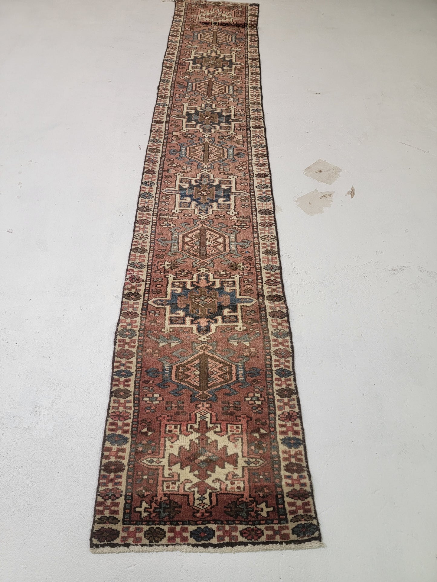 Hand-Knotted Wool Runner Heriz Karajeh 1'9" x 10'4"