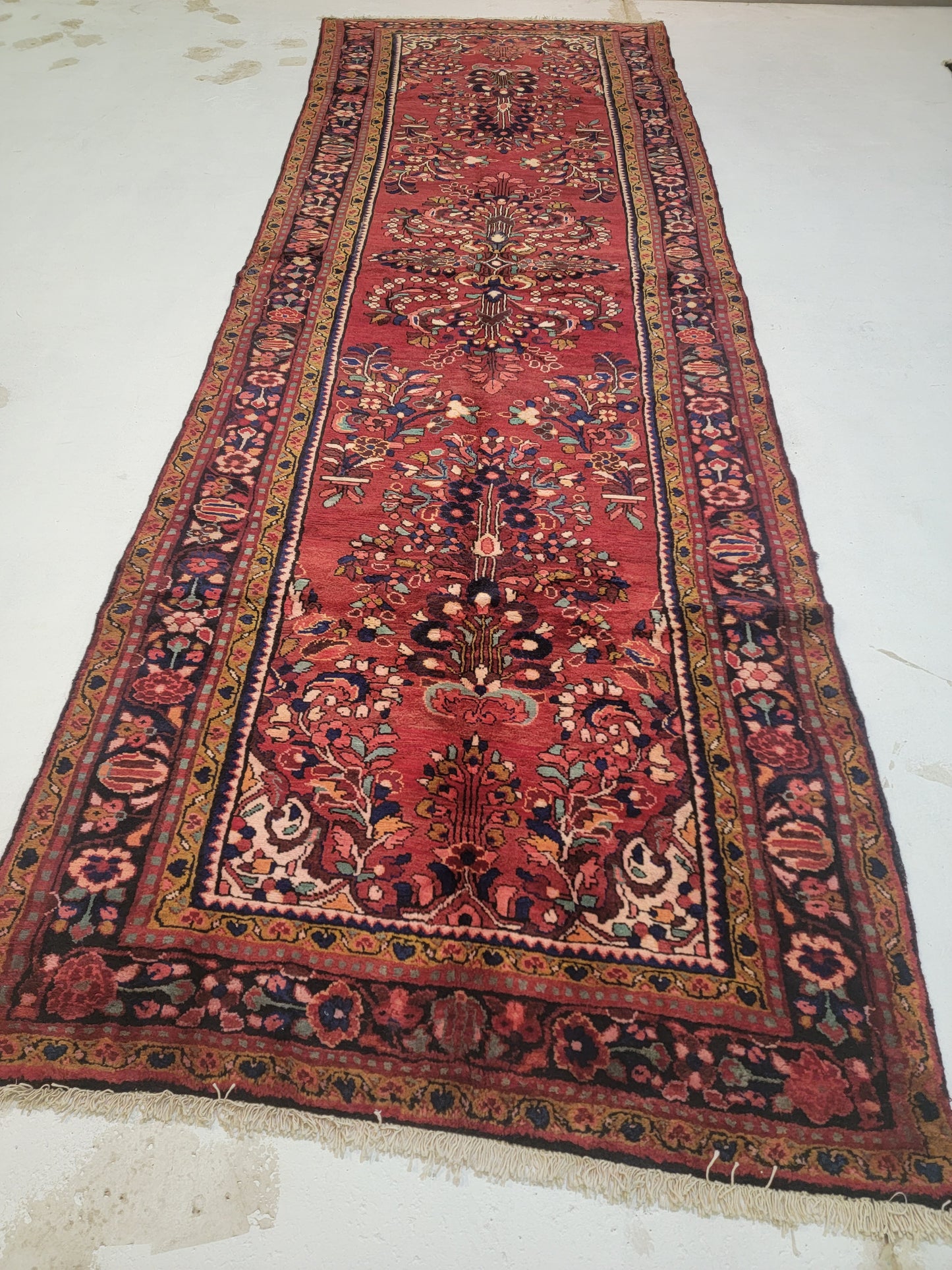 Hand-Knotted Wool Gallery Size Hamedan Borchaloo 4'5" x 13'4"
