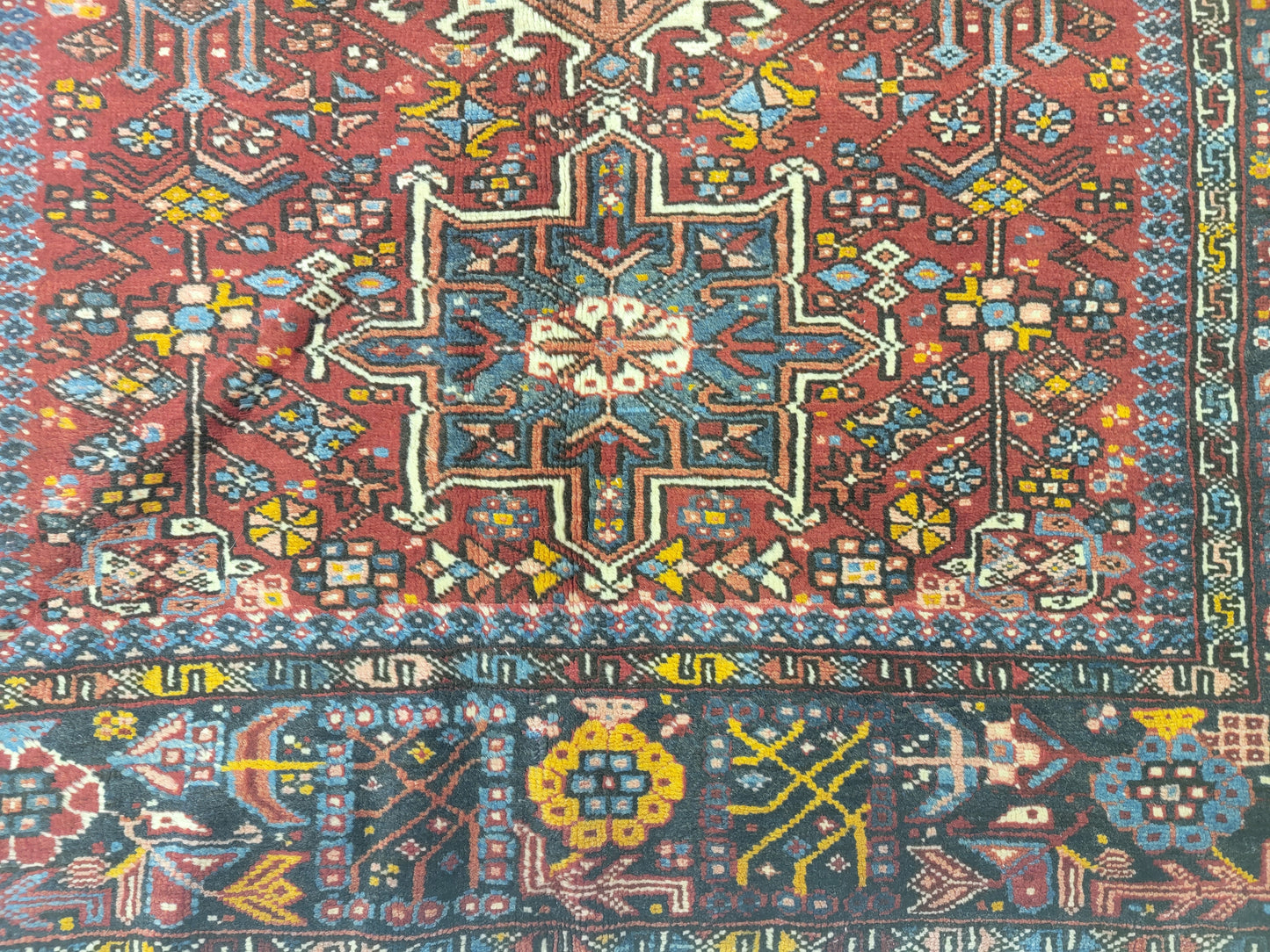 Hand-Knotted Wool Gallery Size Heriz Karajeh 4'10" x 14'5"