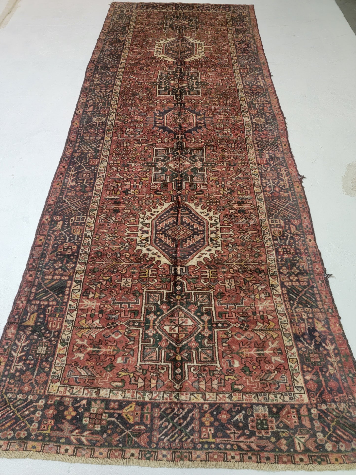 Hand-Knotted Wool Gallery Size Heriz Karajeh 5' x 13'