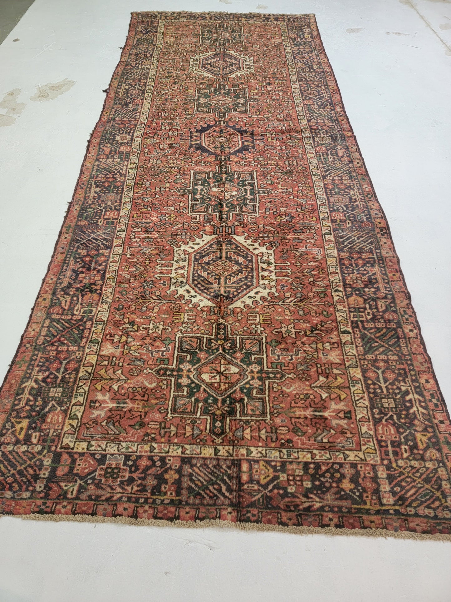Hand-Knotted Wool Gallery Size Heriz Karajeh 5' x 13'