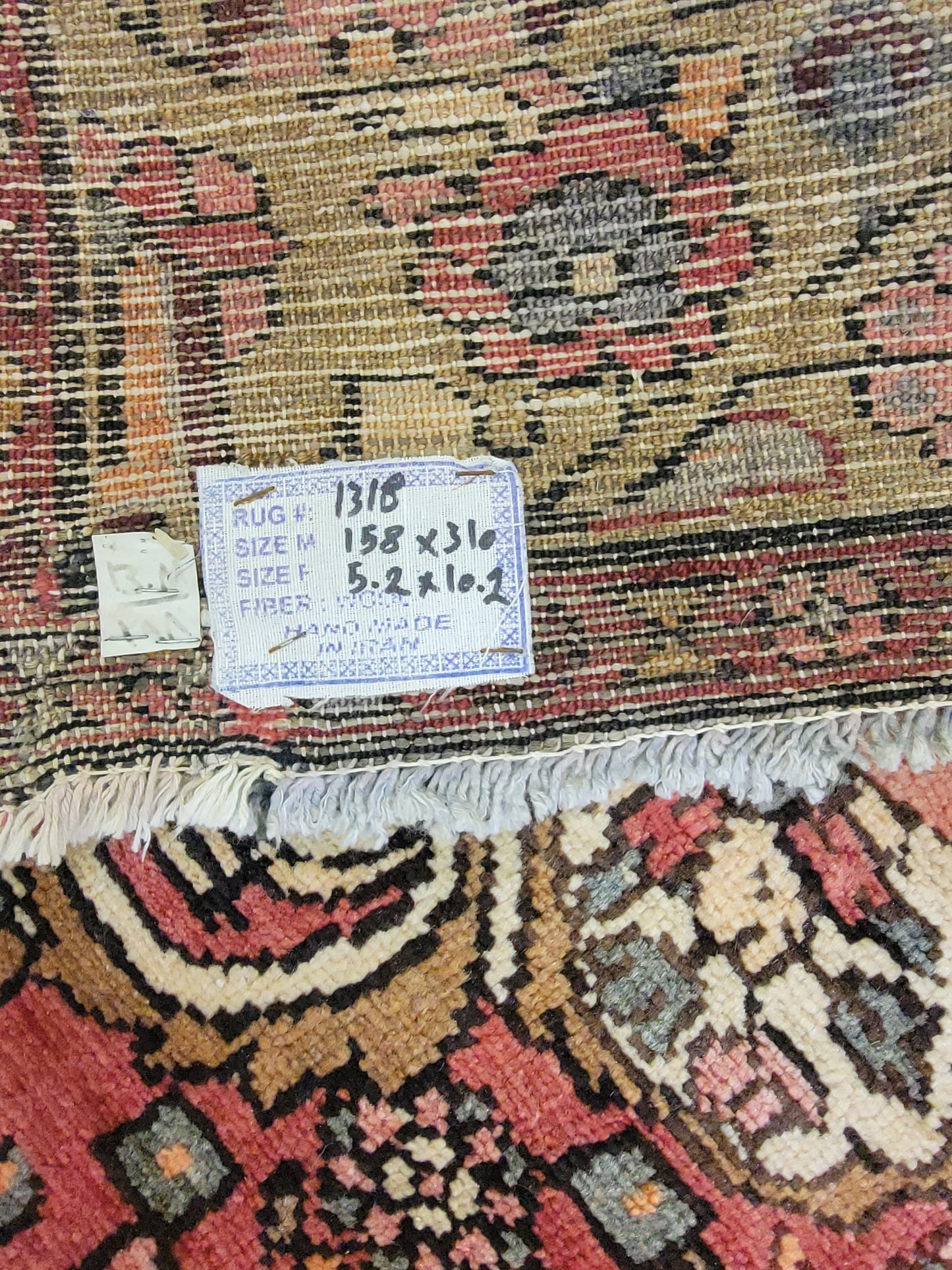 Hand-Knotted Wool Gallery Size Hamedan Borchaloo 5'2" x 10'2"