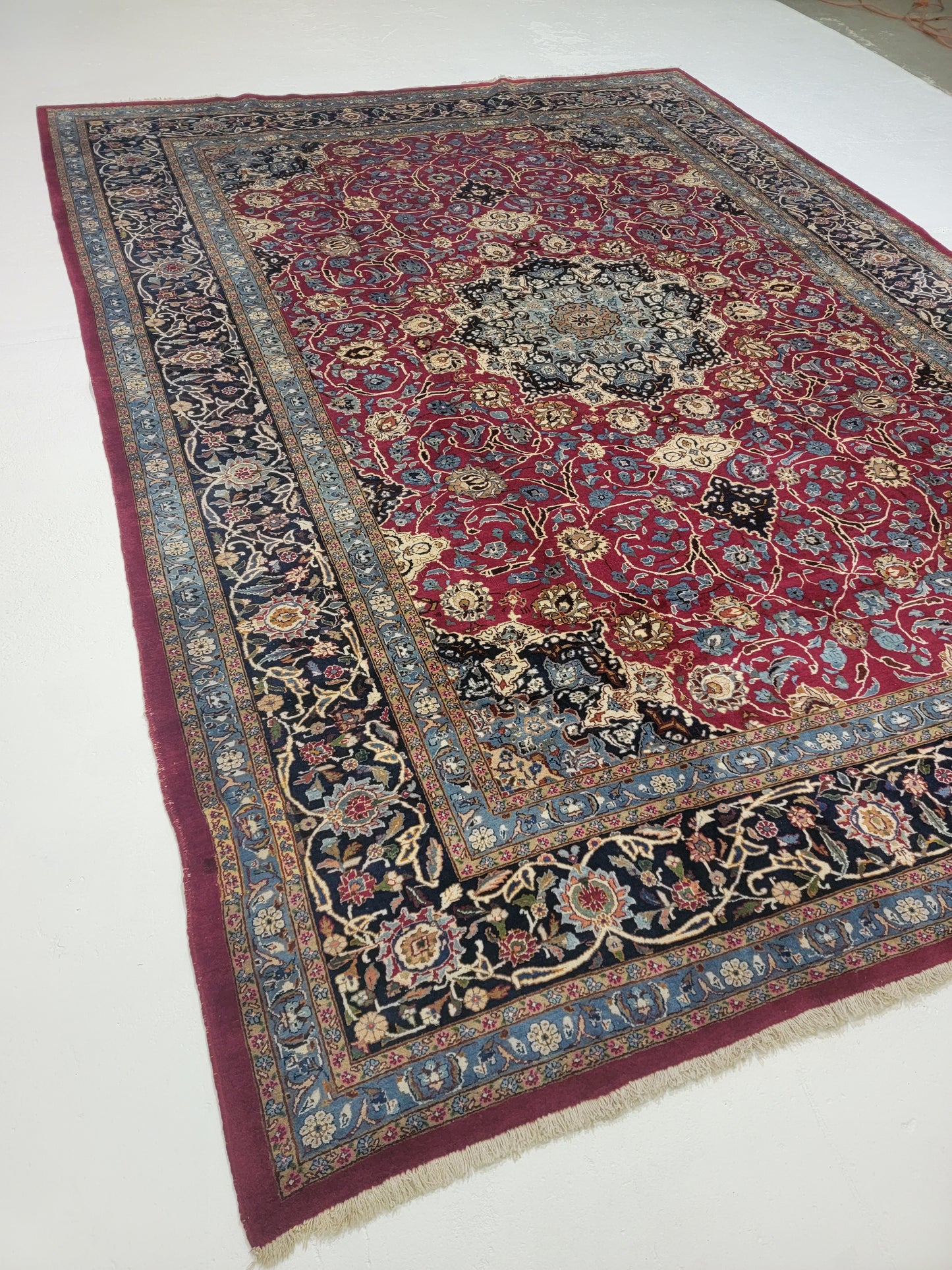 Hand-Knotted Wool Rug Mashad Sabzevar 10'1" x 13'2"
