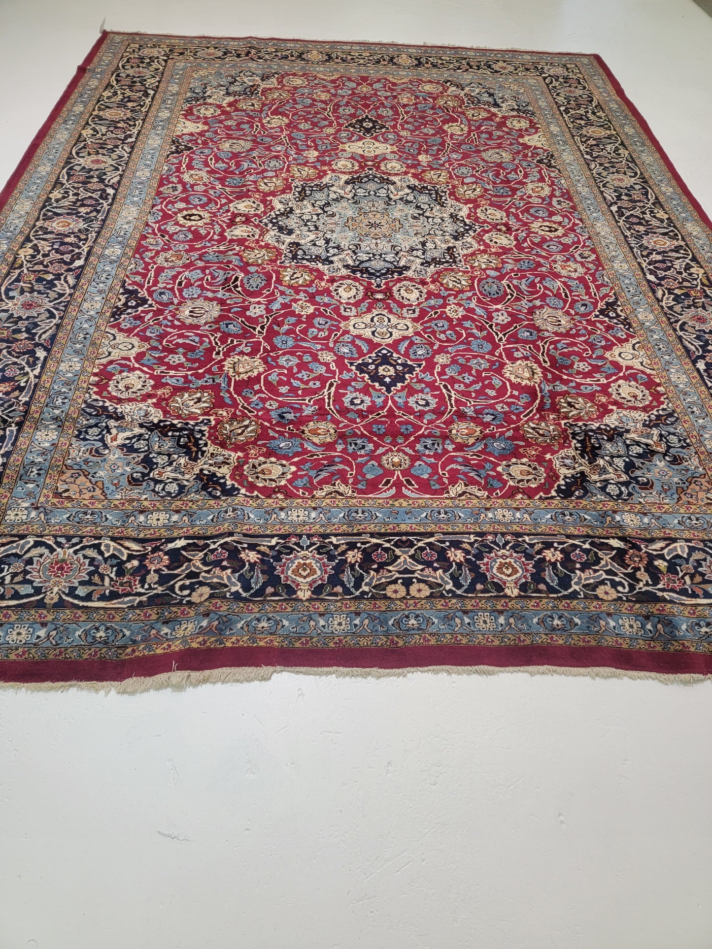 Hand-Knotted Wool Rug Mashad Sabzevar 10'1" x 13'2"