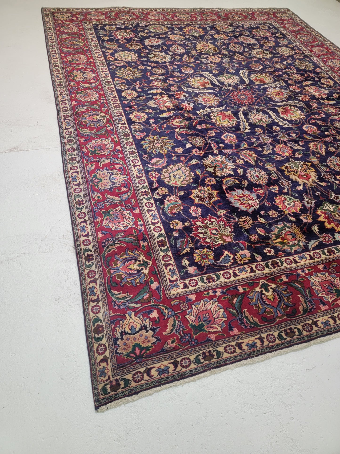 Hand-Knotted Wool Rug Tabriz Signed 10' x 12'10"