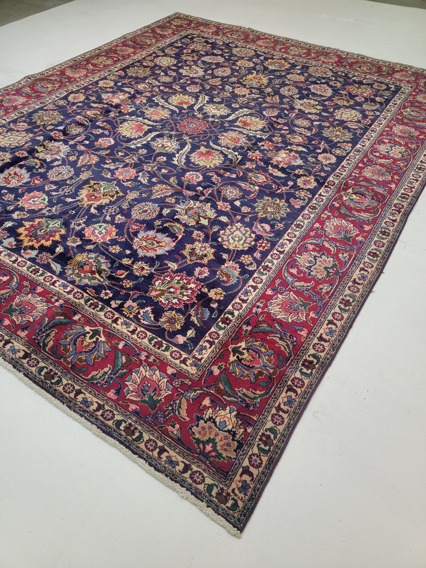 Hand-Knotted Wool Rug Tabriz Signed 10' x 12'10"