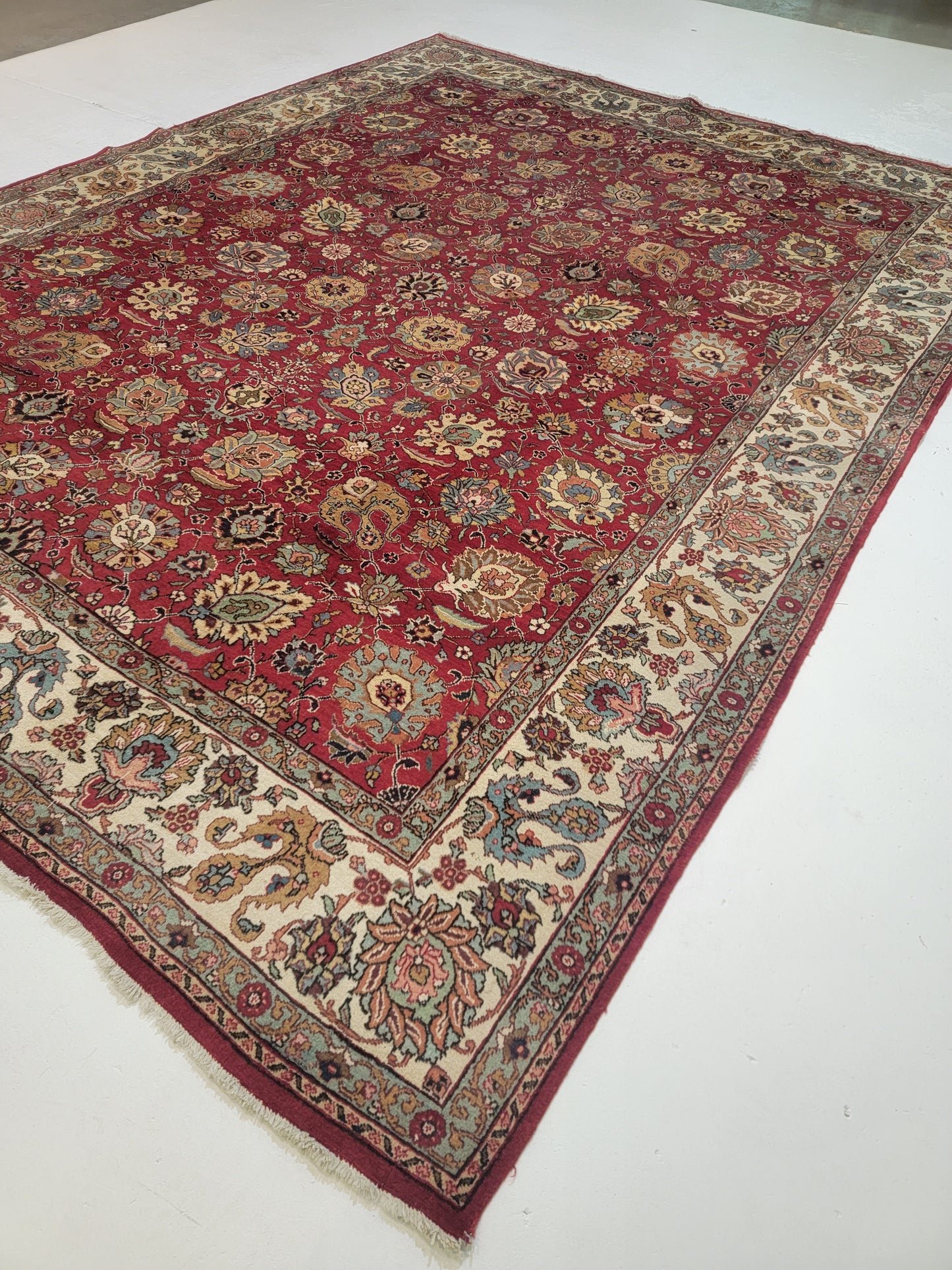 Hand-Knotted Wool Rug Tabriz 10' x 12'11"