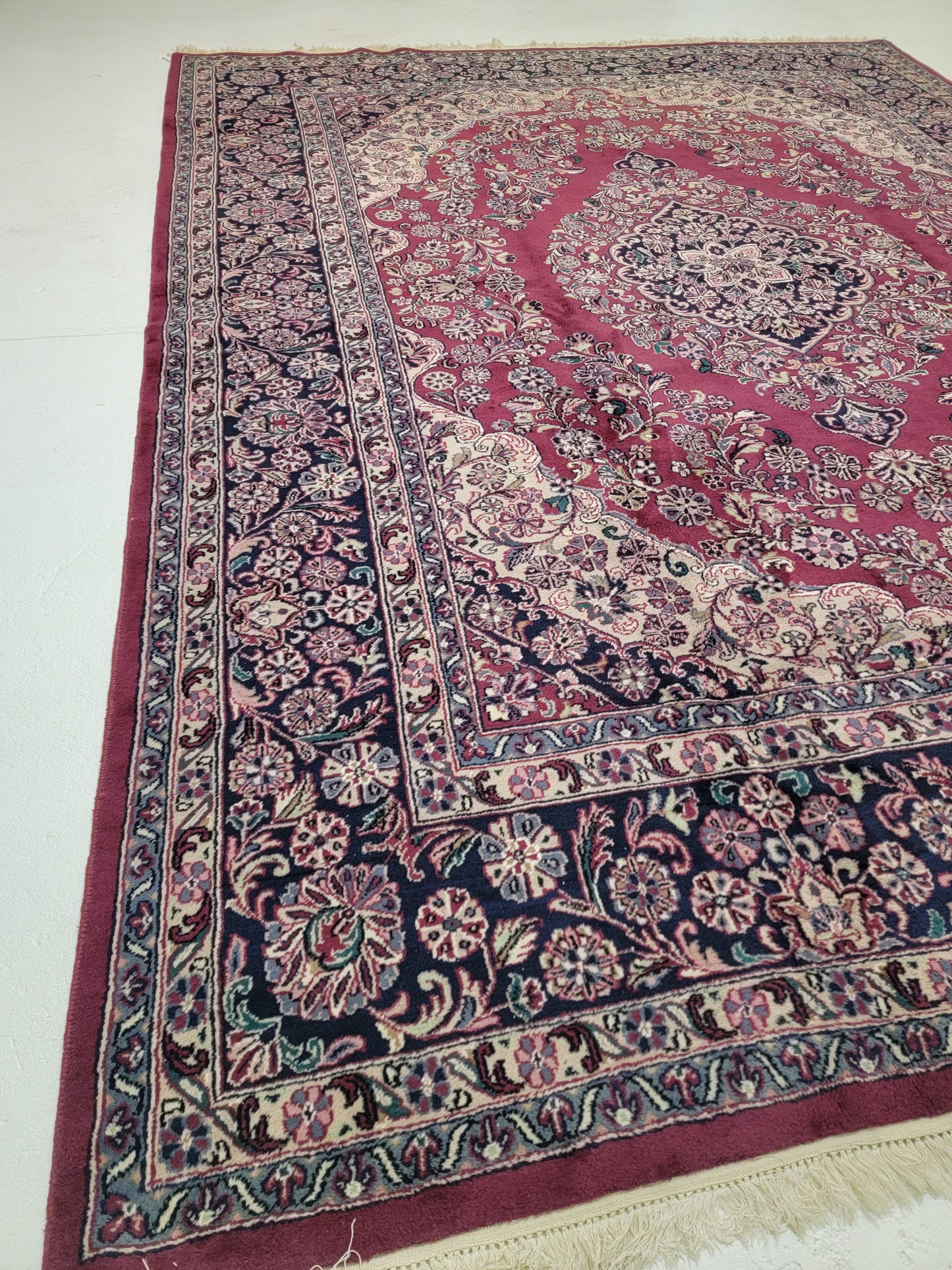Hand-Knotted Wool Rug Indian 9' x 12'
