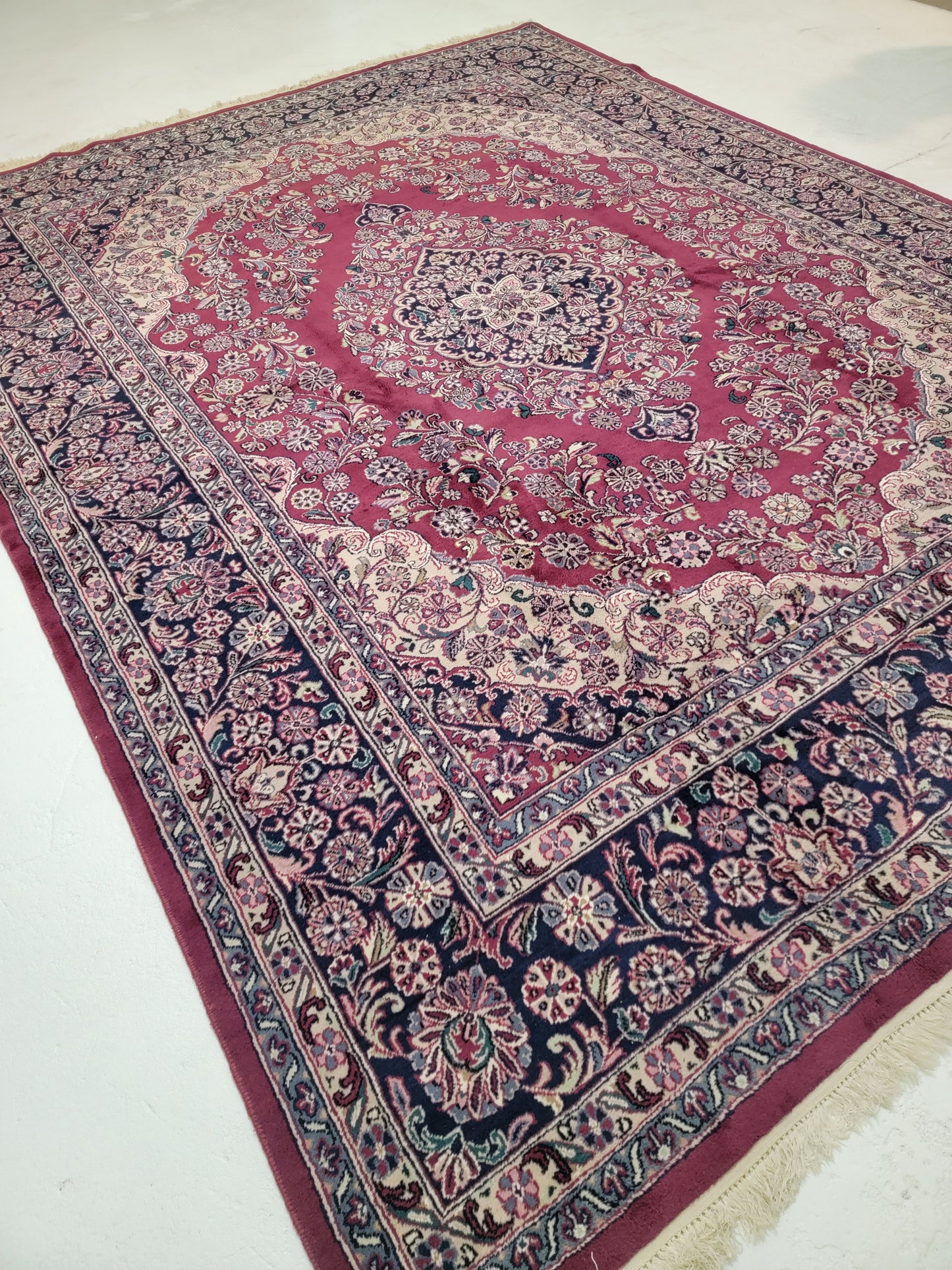 Hand-Knotted Wool Rug Indian 9' x 12'