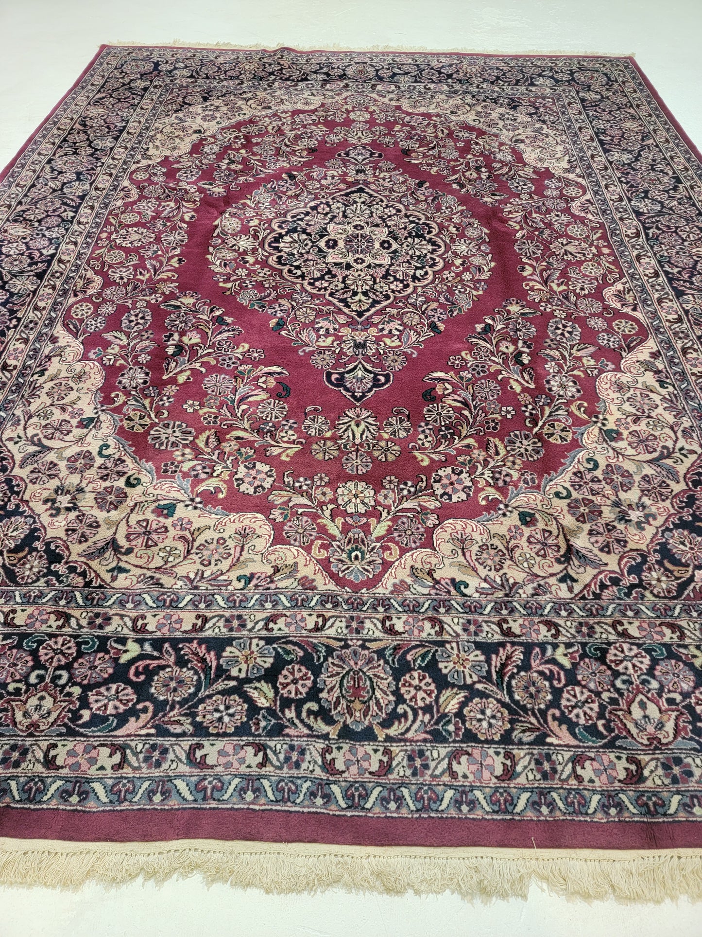 Hand-Knotted Wool Rug Indian 9' x 12'
