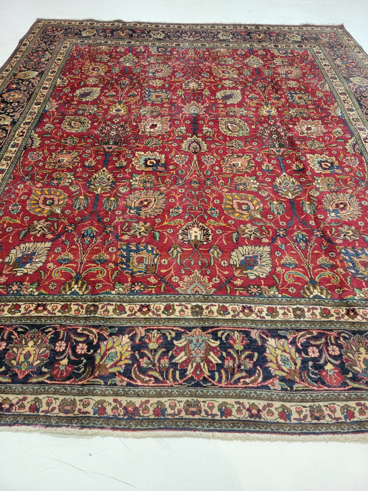 Hand-Knotted Wool Rug Tabriz 9'6" x 11'1"