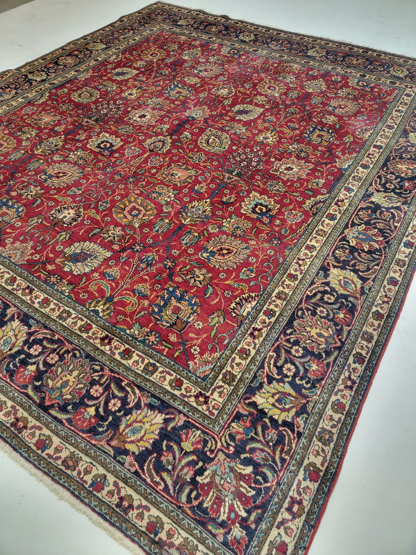 Hand-Knotted Wool Rug Tabriz 9'6" x 11'1"