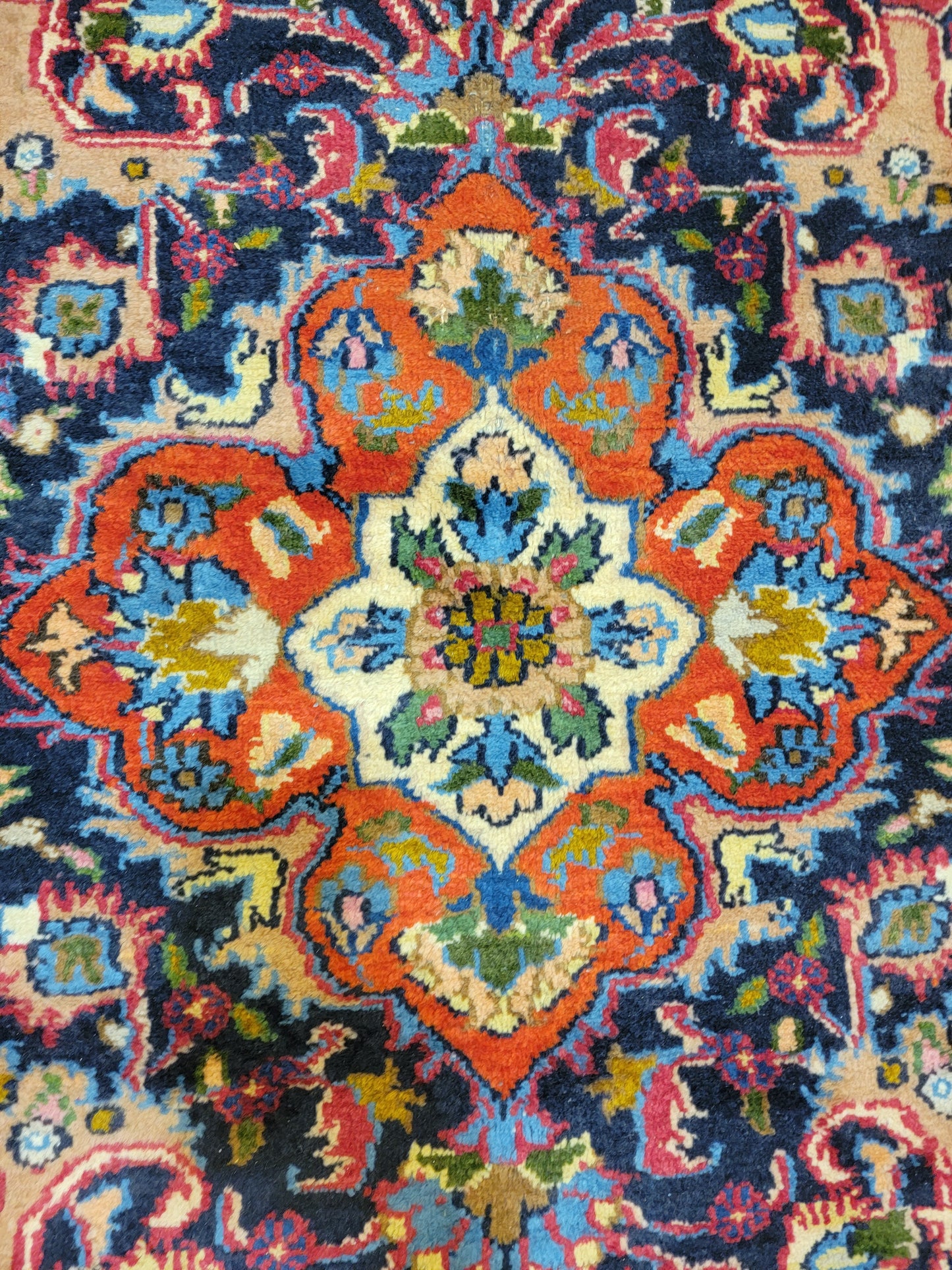 Hand-Knotted Wool Rug Mashad 9'5" x 12'5"