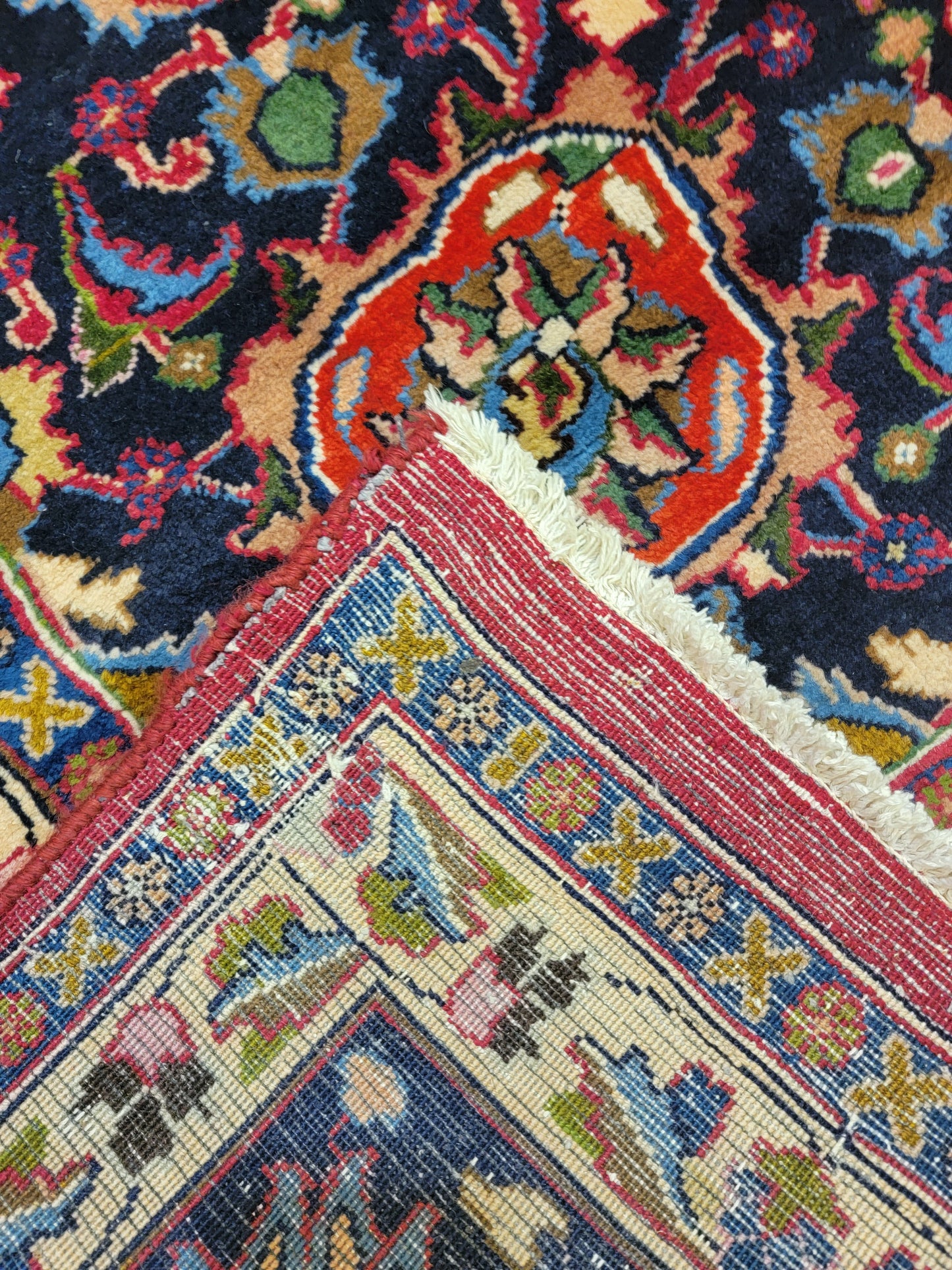 Hand-Knotted Wool Rug Mashad 9'5" x 12'5"