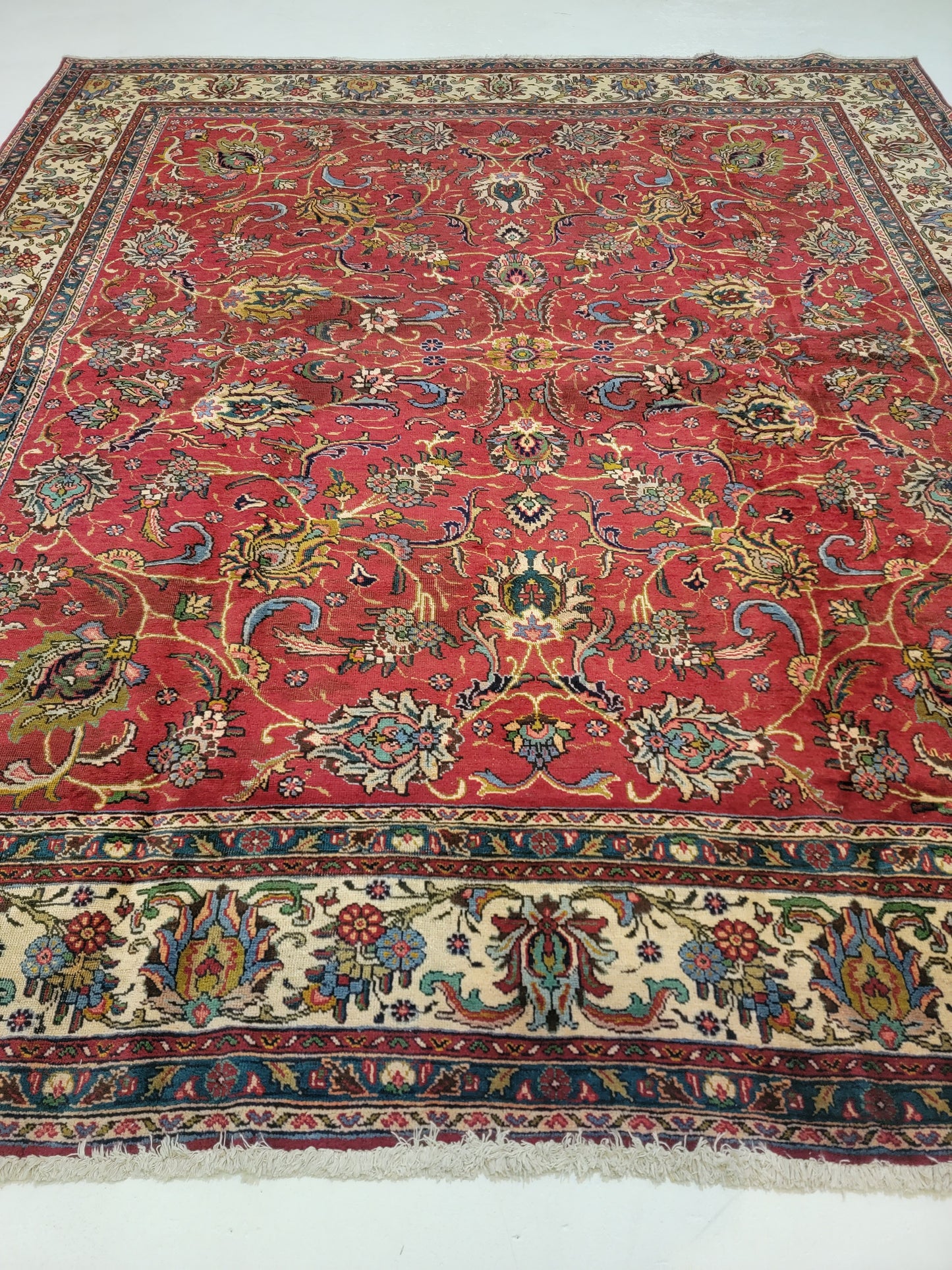 Hand-Knotted Wool Rug Tabriz 9'10" x 11'2"