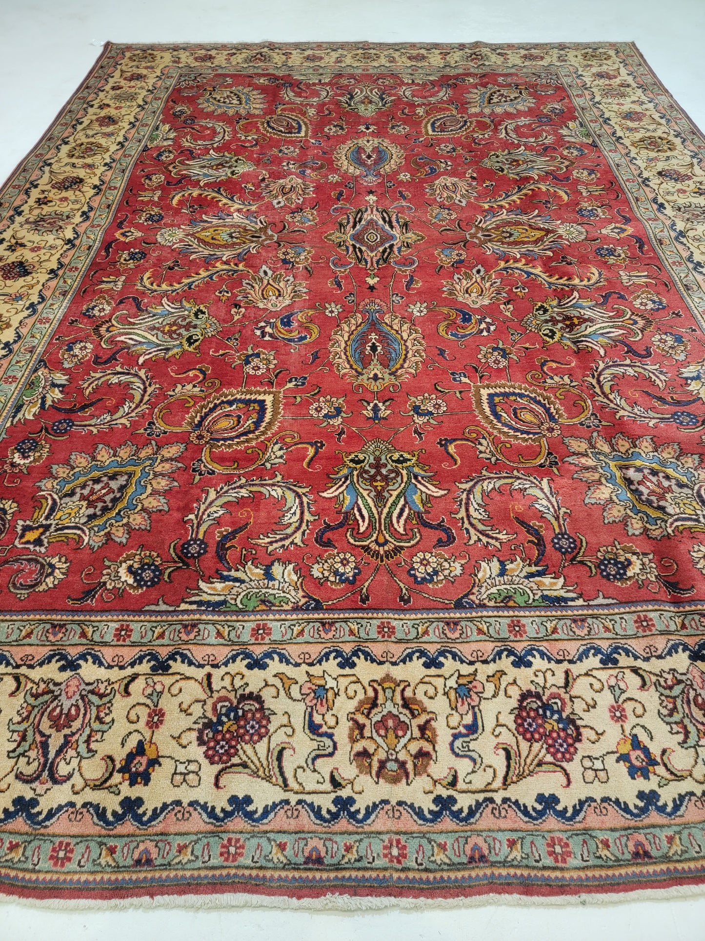 Hand-Knotted Wool Rug Tabriz 9'8" x 13'6"