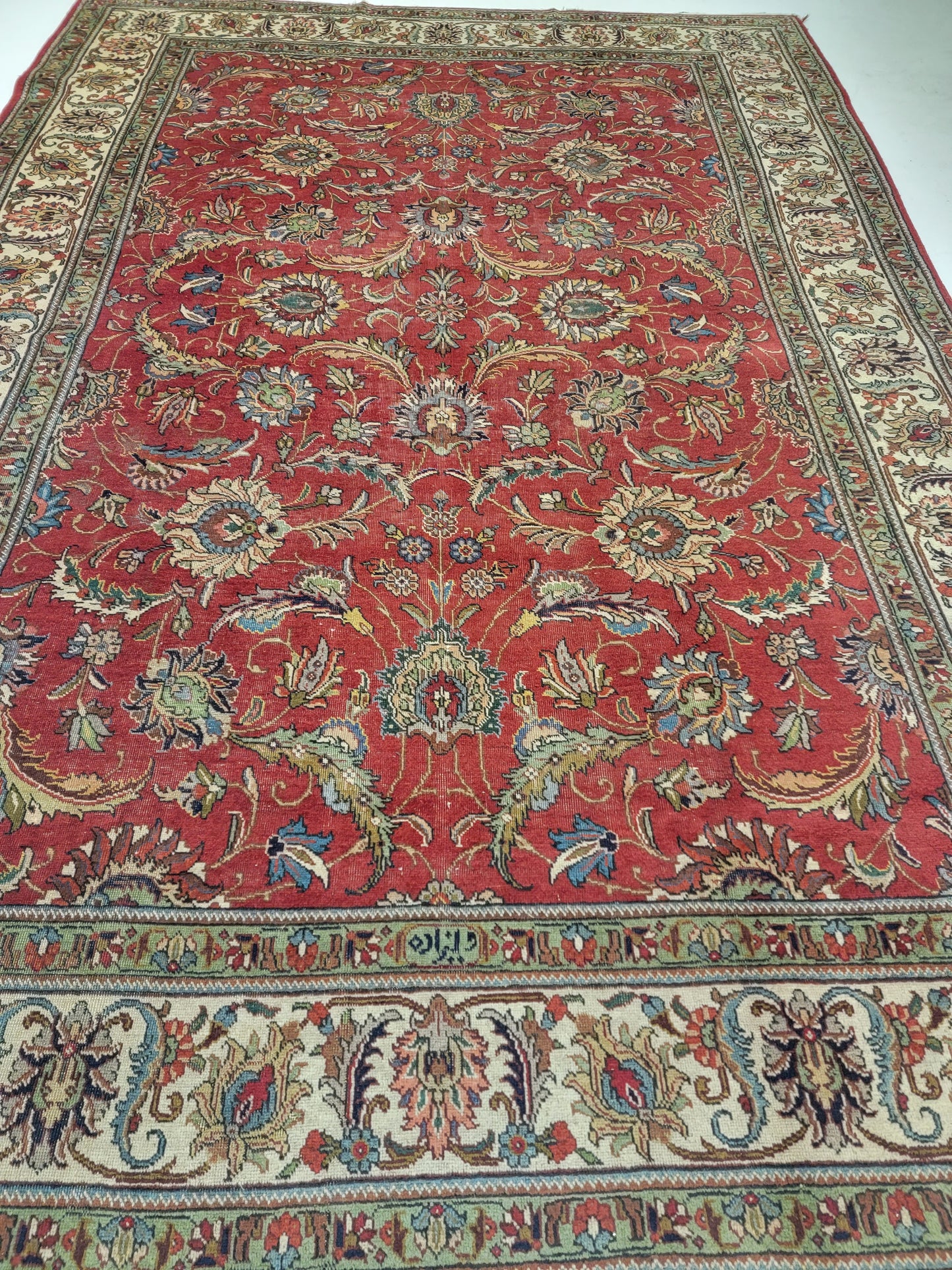 Hand-Knotted Wool Rug Tabriz Signed 8'1" x 11'8"