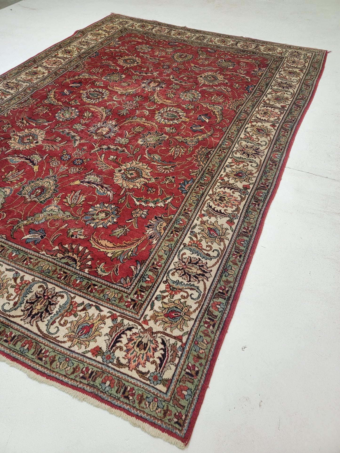 Hand-Knotted Wool Rug Tabriz Signed 8'1" x 11'8"