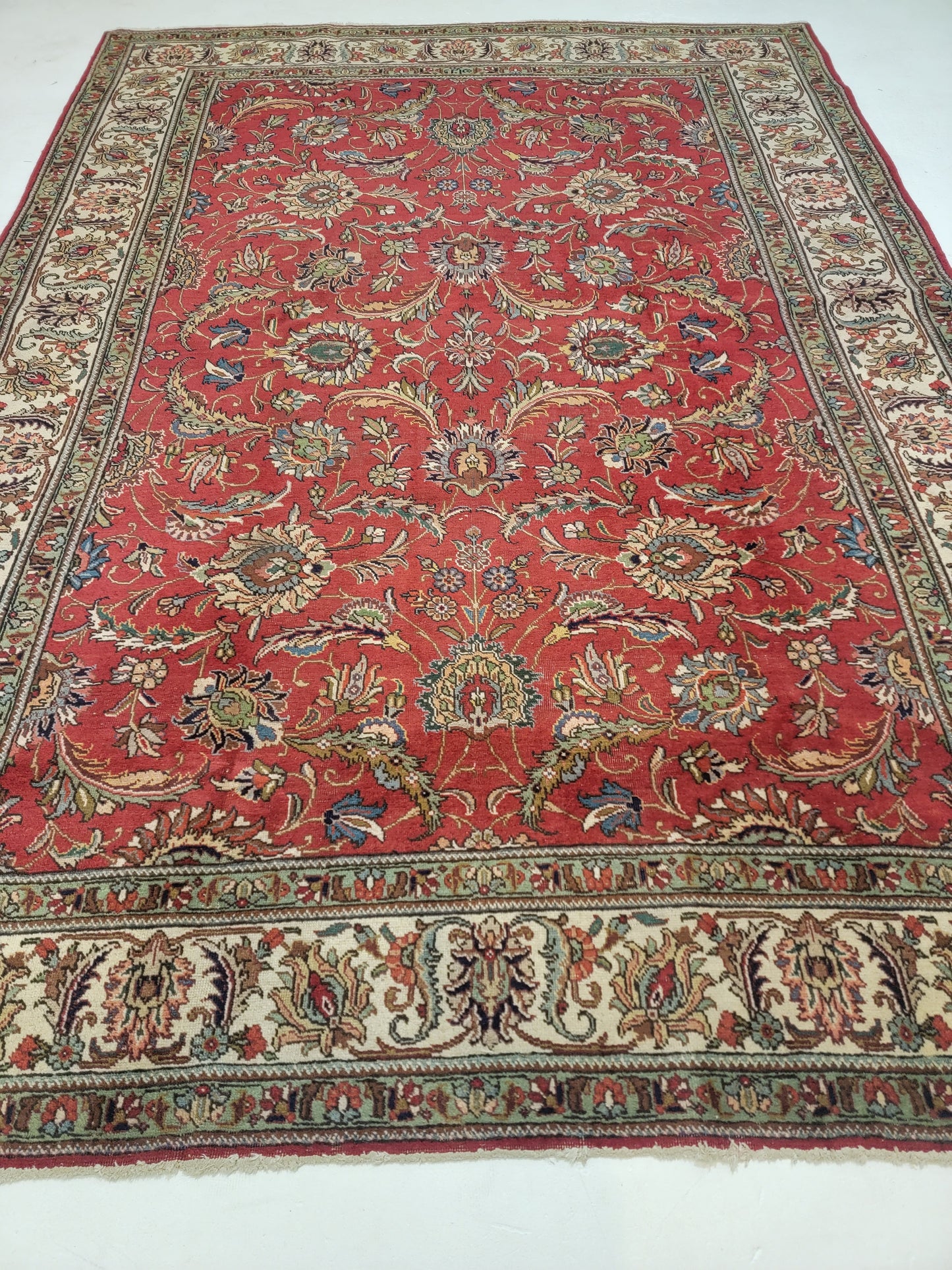 Hand-Knotted Wool Rug Tabriz Signed 8'1" x 11'8"
