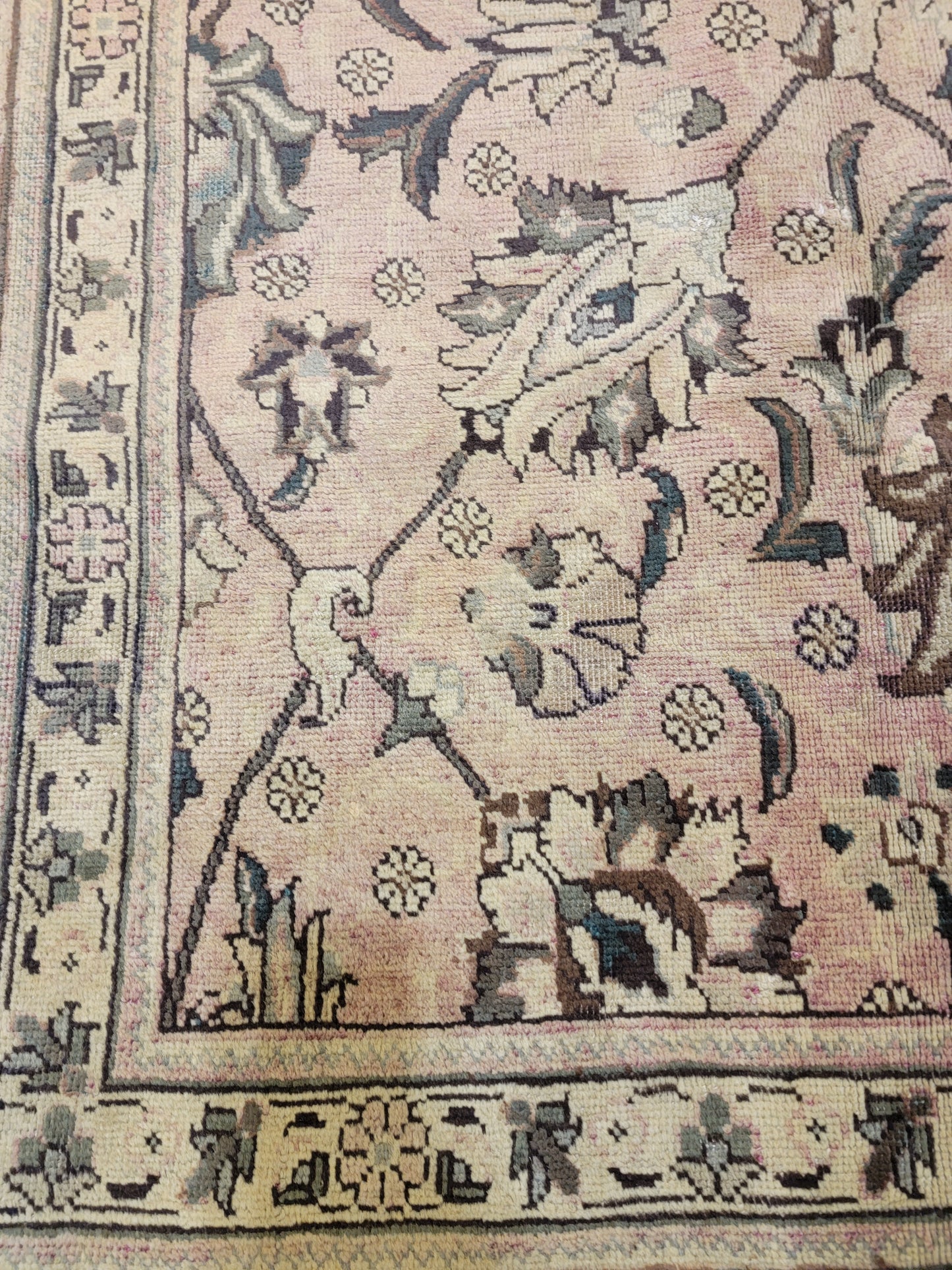 Hand-Knotted Wool Rug Tabriz Square 9'5" x 9'8"