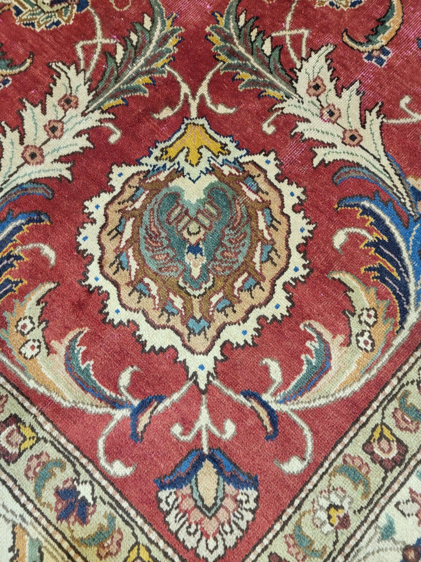 Hand-Knotted Wool Rug Tabriz Square 9'10" x 9'10"