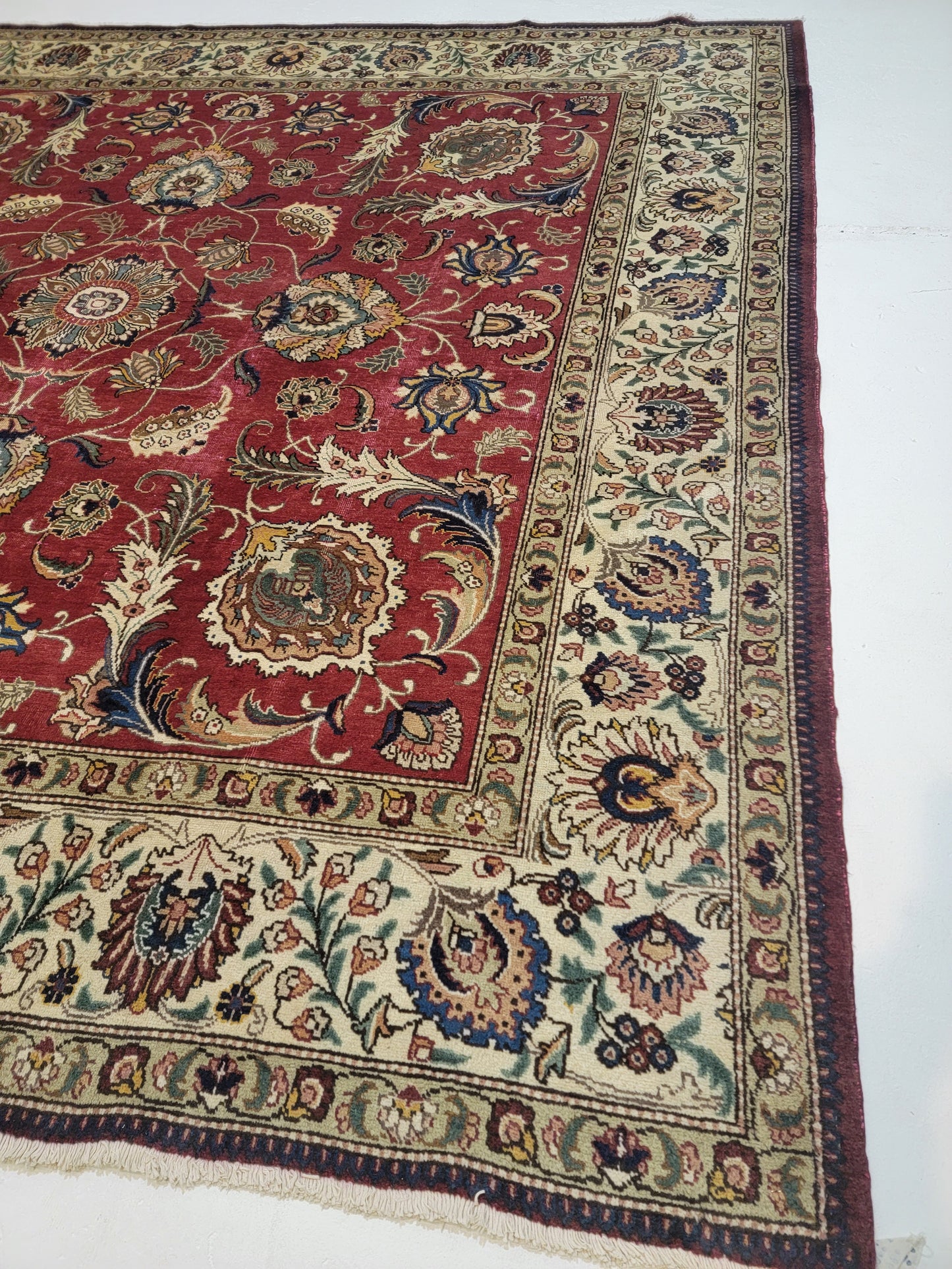 Hand-Knotted Wool Rug Tabriz Square 9'10" x 9'10"