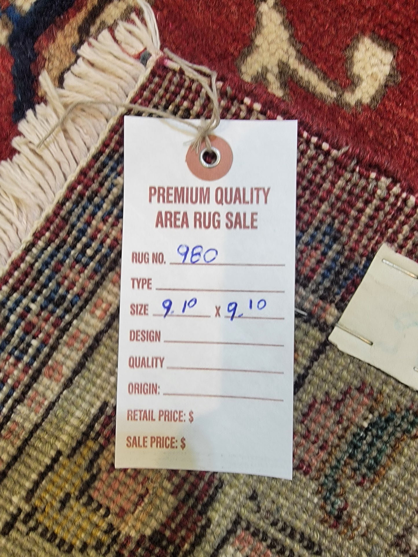 Hand-Knotted Wool Rug Tabriz Square 9'10" x 9'10"