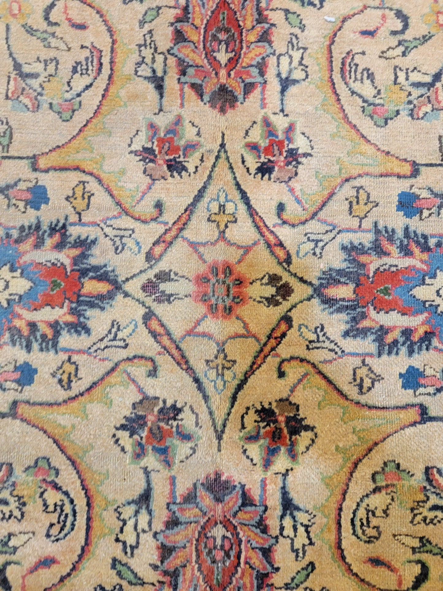 Hand-Knotted Wool Rug Mashad Signed 6'8" x 9'8"
