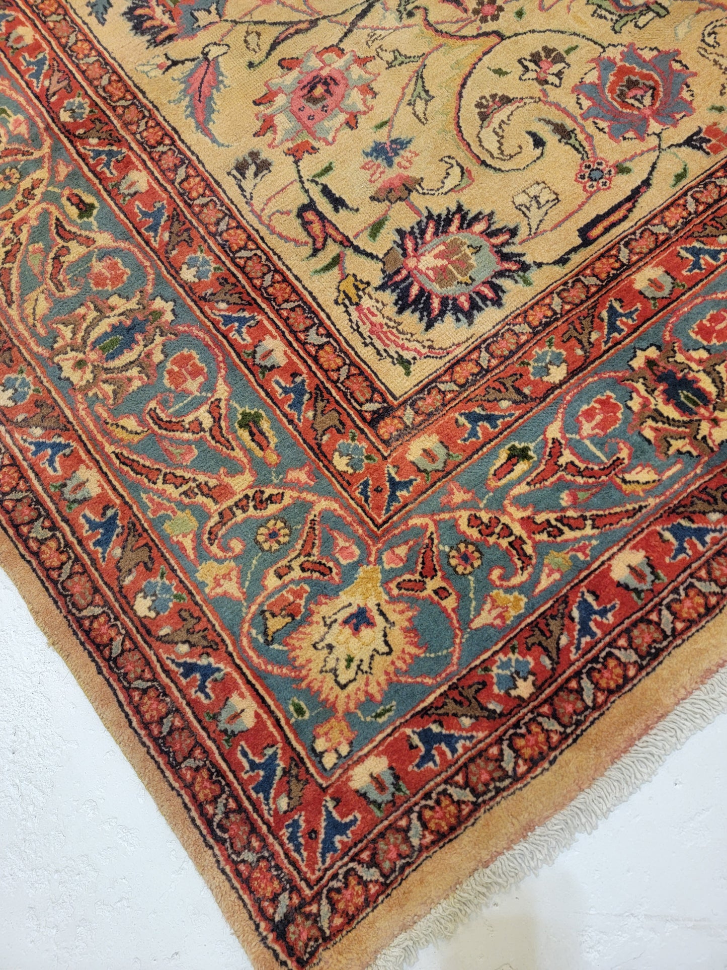 Hand-Knotted Wool Rug Mashad Signed 6'8" x 9'8"
