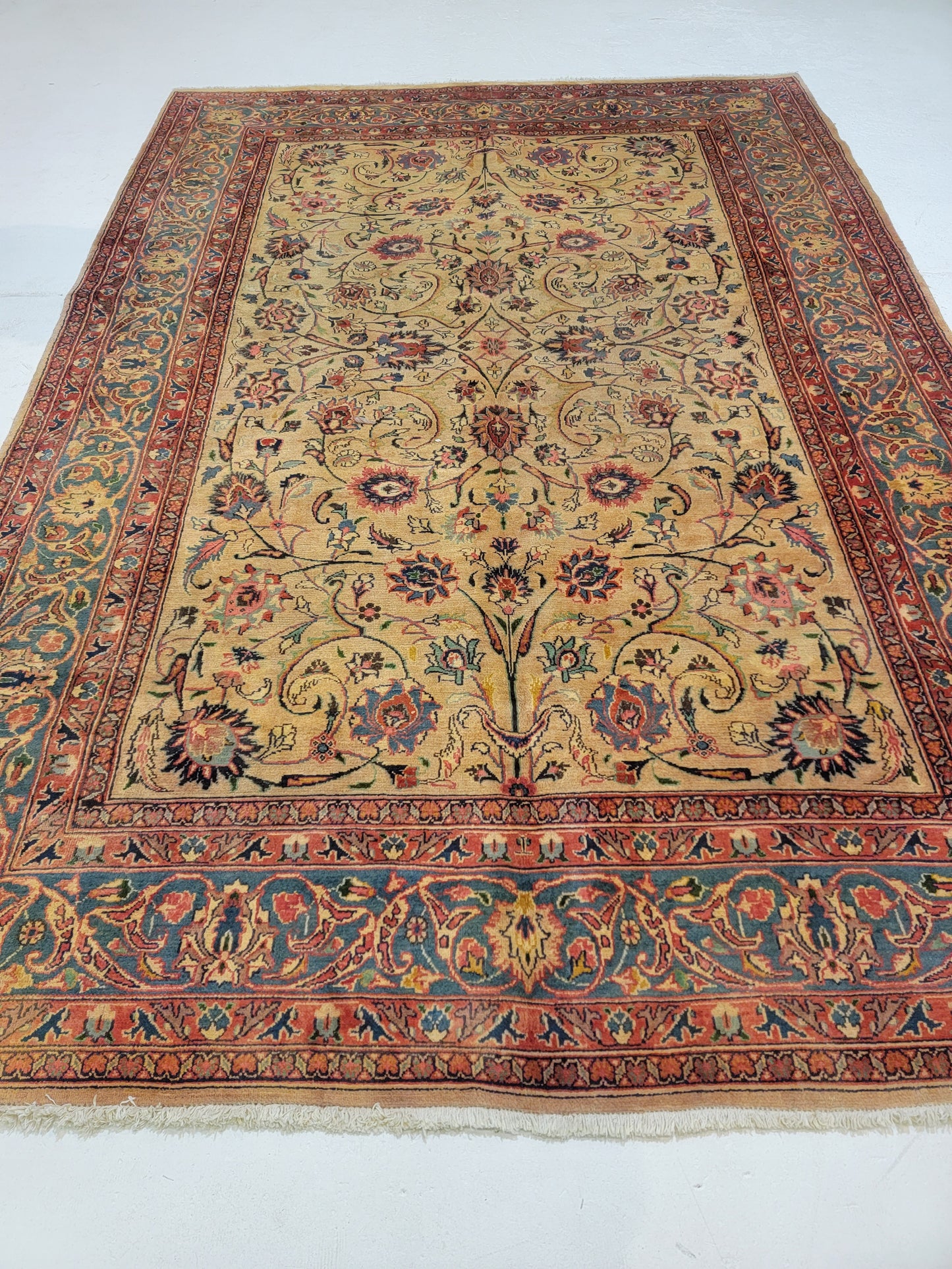 Hand-Knotted Wool Rug Mashad Signed 6'8" x 9'8"