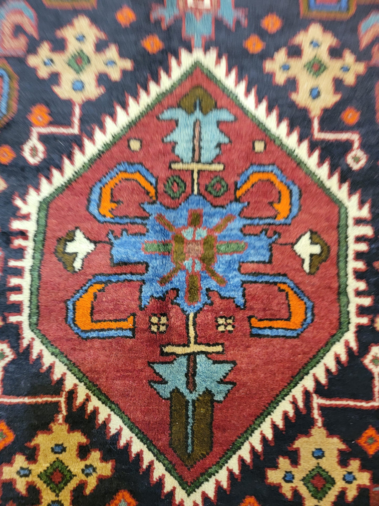 Hand-Knotted Wool Rug Heriz 7' x 10'