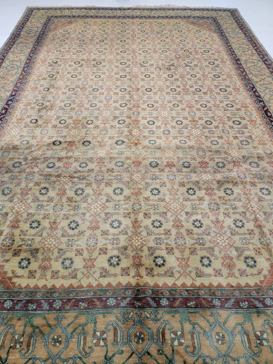 Hand-Knotted Wool Rug Egyptian Oushak 9'9" x 14'2"
